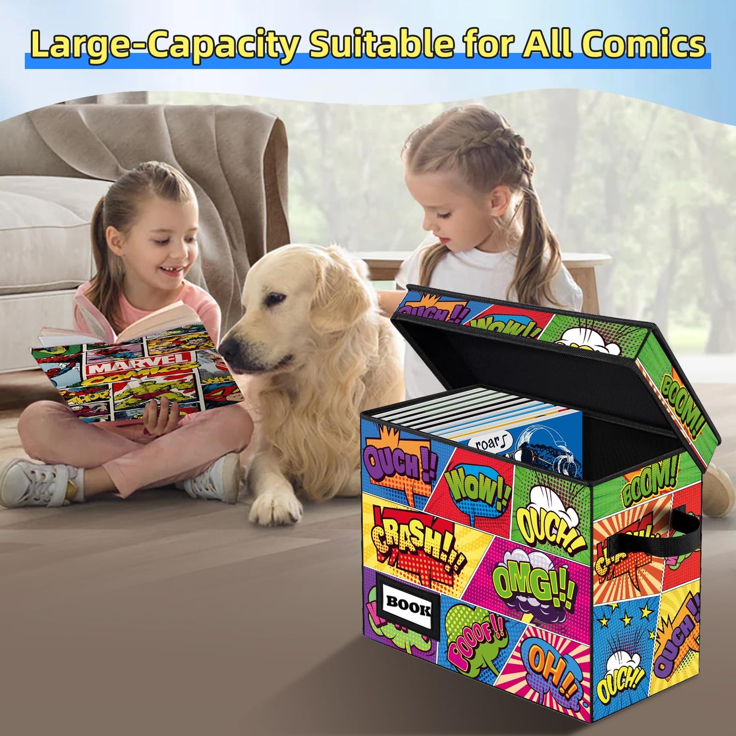 YNSZAS 10 Pack Collection Comic Book Storage Boxes, Protector Organizer 15.8" X 7.8" X 11.8" Collapsible Short Box Holds 160-180 Comic Book Heavy Duty Bin Container Holder Shelf