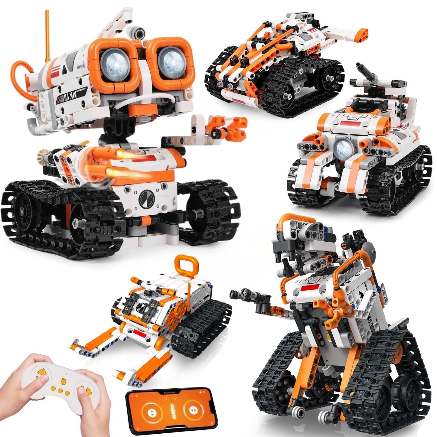 PIVONAX STEM Robotics Kit for Kids Ages 6+, 5-in-1 Remote/APP Control Coding Robot, Educational Engineering Building Toys with Programming, Science Projects Great Gift for Boys & Teens