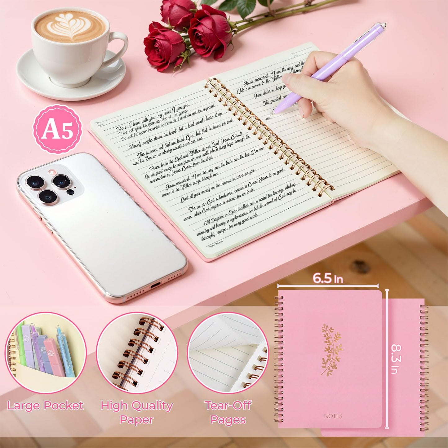 WOBAGMEN 76PCS Bible Study Supplies Kit for Women, Journaling Set with No Bleed Highlighters, Laminated Bible Tabs,Notebook, Quilted Pencil Case, Bible Accessories Set Beginner Christian Gifts