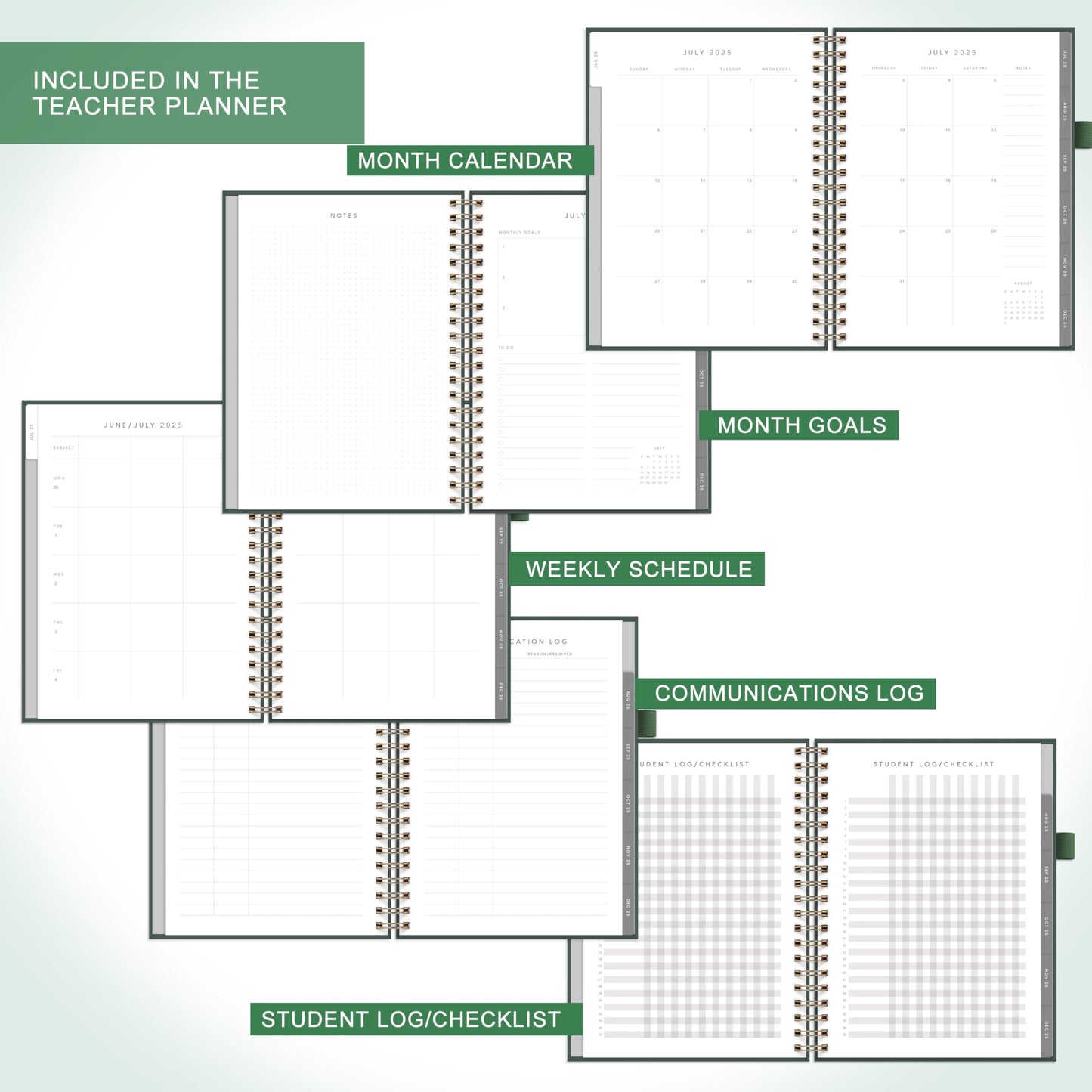 And Per Se Teacher Planner 2025-2026 Academic Year -Teacher Lesson Planner from July 2025 to June 2026, 8.5" x 11", Weekly & Monthly Planning for Teachers with Monthly Tabs, Stickers (Forest Green)