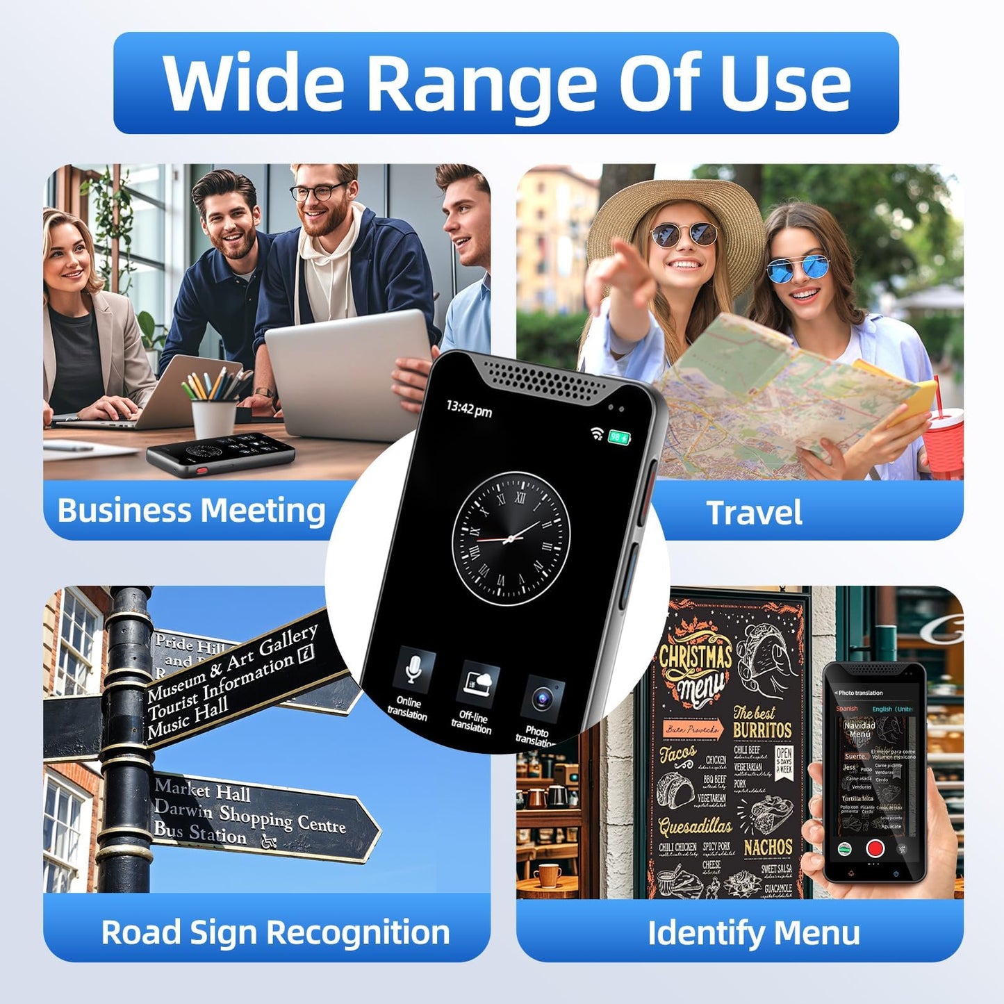 Language Translator Device with 5-inch HD Screen, Real Time Language Translator No WiFi Needed with 139 Languages, Online/Offline/AI/Voice/Photo Translation for Business Learning Travel
