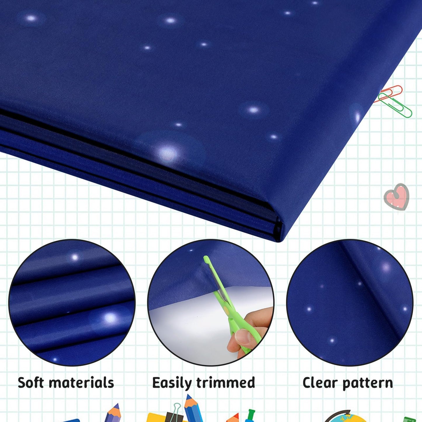 120x47 in Bulletin Board Fabric Background Back to School Classroom Decoration Large Polyester Photography Backdrop for Class Home Office Wall Decor Pillows Curtains Crafts Starry