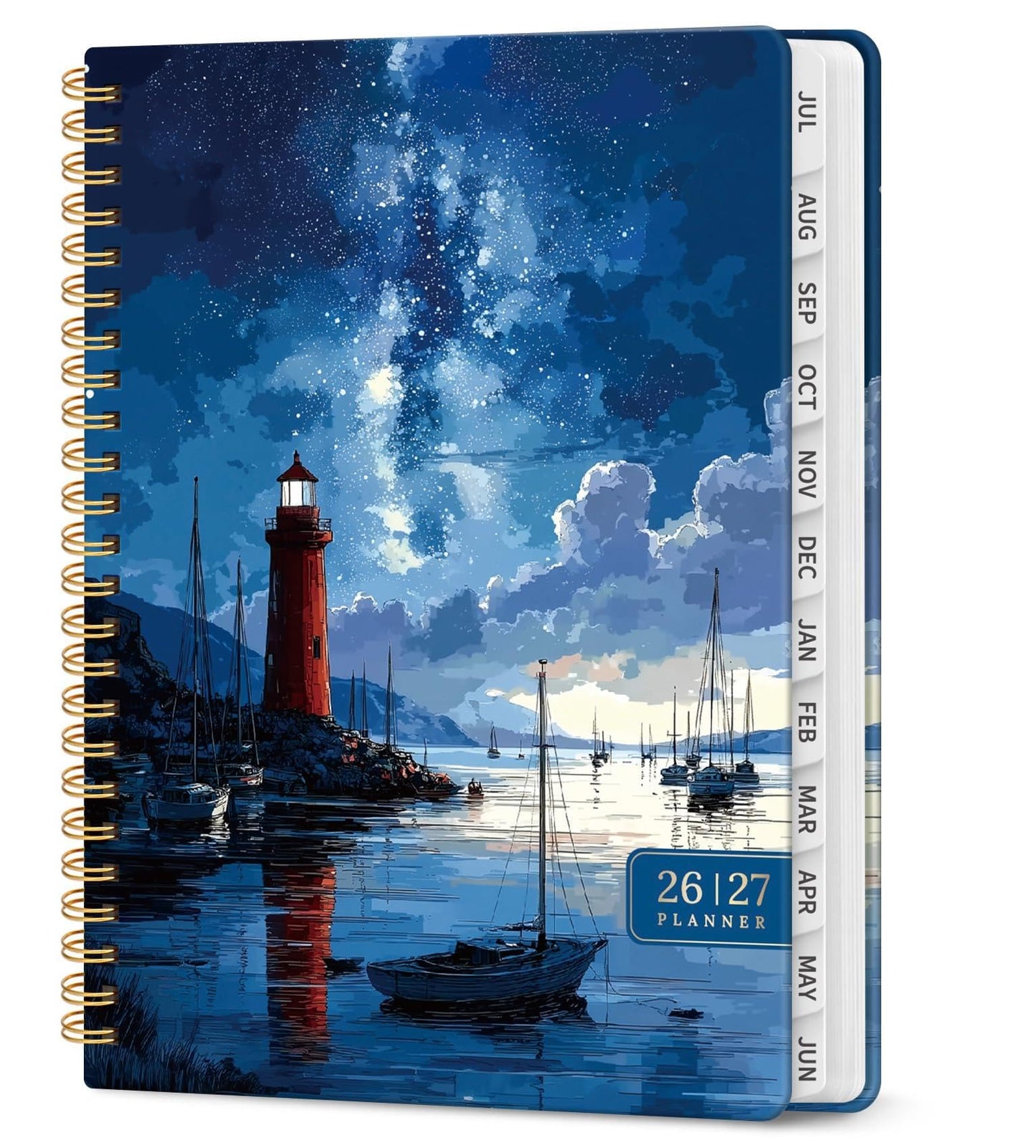 Planner 2026–2027, Weekly & Monthly Academic Organizer for School Year, Jul 2026–Jun 2027, Hardcover Planner with Tabs, Back to School Essential, 6.3" x 8.5", Harbor Starlight