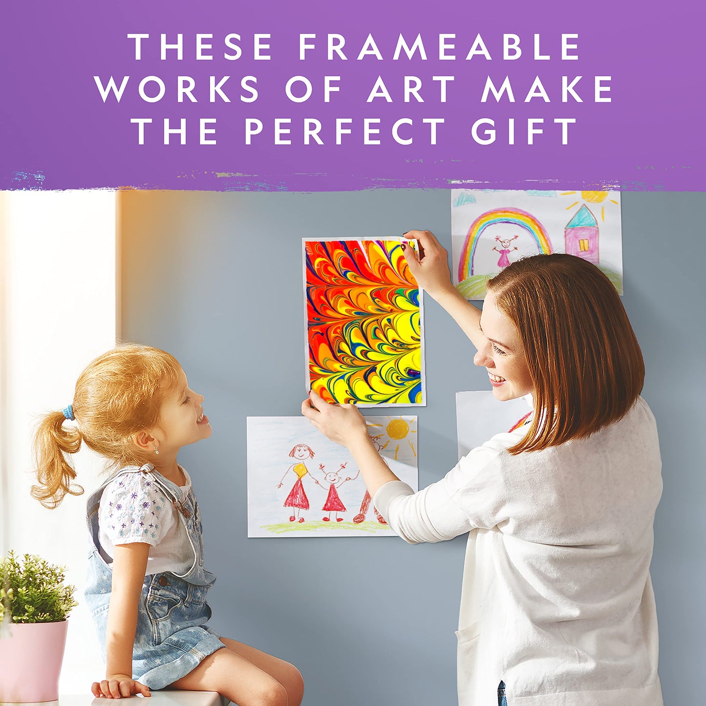 NATIONAL GEOGRAPHIC Marbling Paint Kit for Kids - Create 12 Sheets of Marble Art with Paints & Water, Painting Arts and Crafts Kit (Amazon Exclusive)