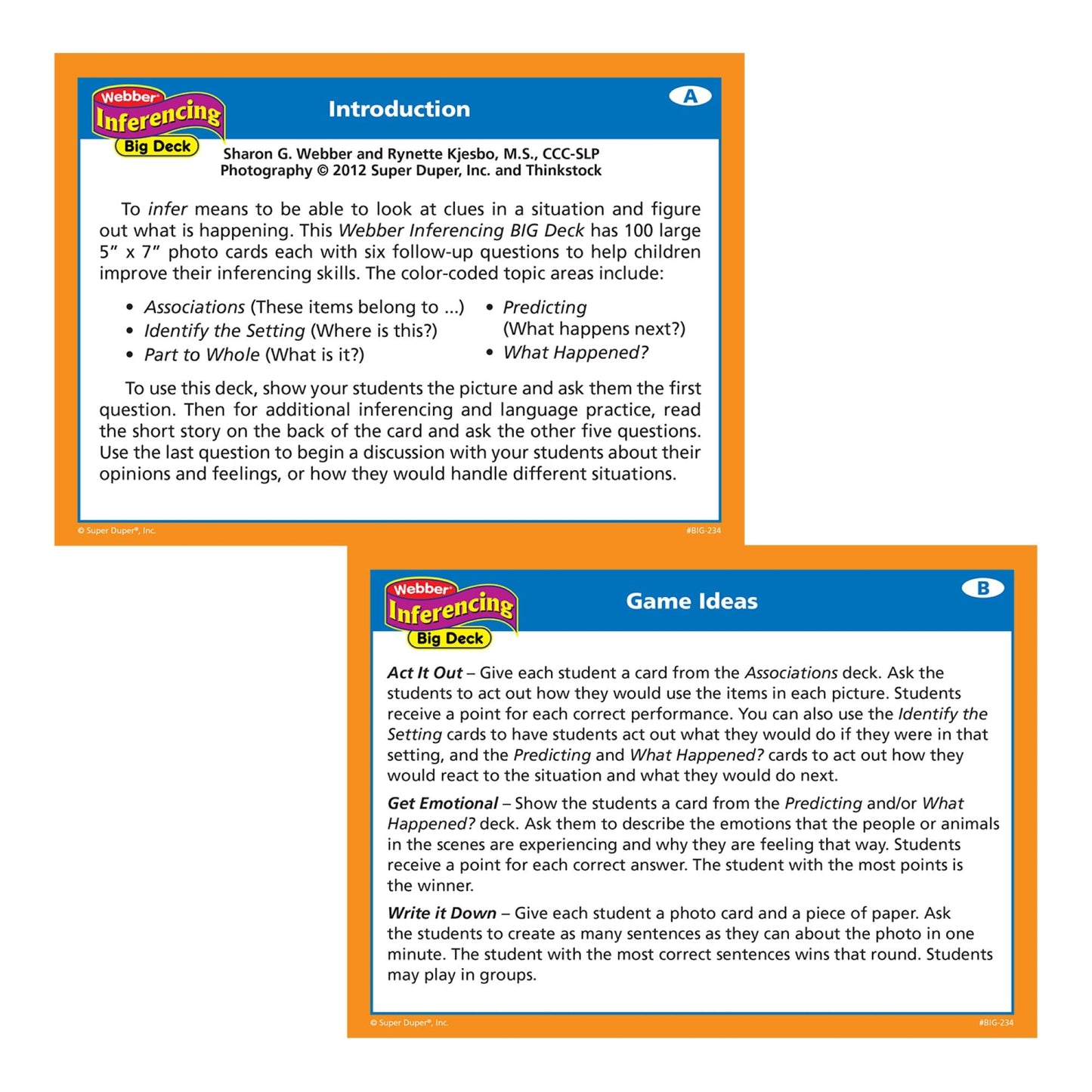 Super Duper Publications | Webber Inferencing Big Photo Flash Cards | Predicting, Reasoning and Critical Thinking Skills Fun Deck | Educational Learning Materials for Children