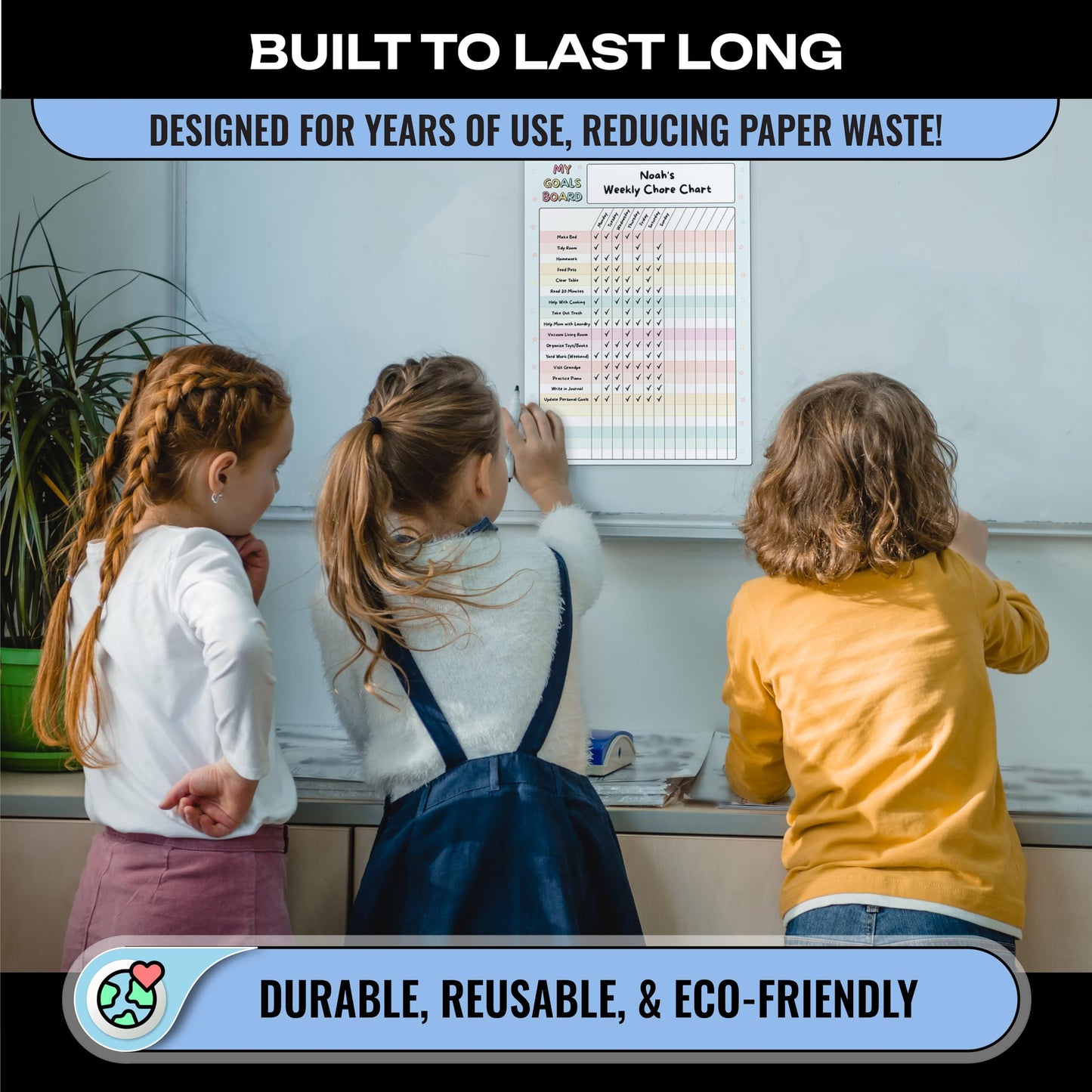 Magnetic Dry Erase Incentive Chart Board | Reward and Task Tracker for Kids and Adults | Behavior and Goal Organizer for Home, Classroom, and Teachers - 10" x 13" with Markers