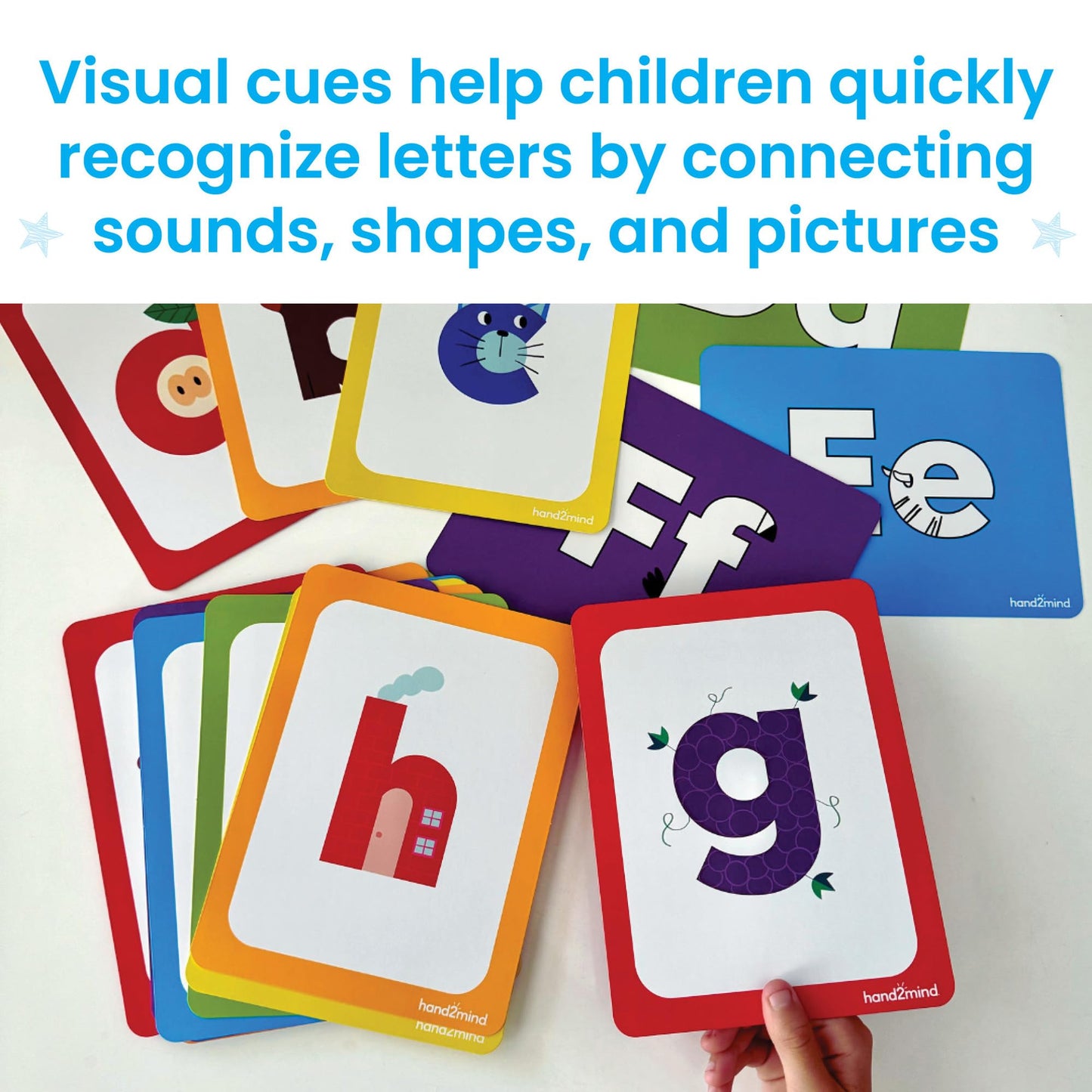 hand2mind Alphabet Picture Mnemonic Cards, ABC Flashcards for Kids, Classroom Alphabet Cards, Early Learning Flash Cards, Letter Recognition, Montessori Alphabet Cards, Toddler Learning Activities