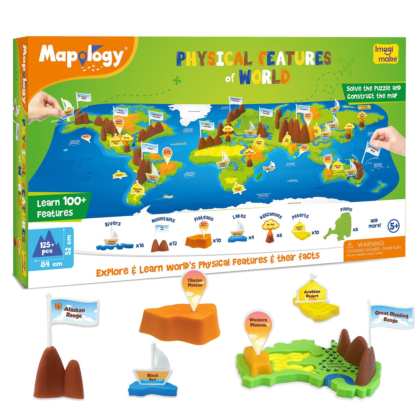 Imagimake Mapology Physical Features | World Map for Kids | 3D Puzzles for Ages 8-10 | Educational Toys for Kids 8-12 | Gifts for Boys & Girls 8-12 | Building Toys Gift for Birthday and Summer