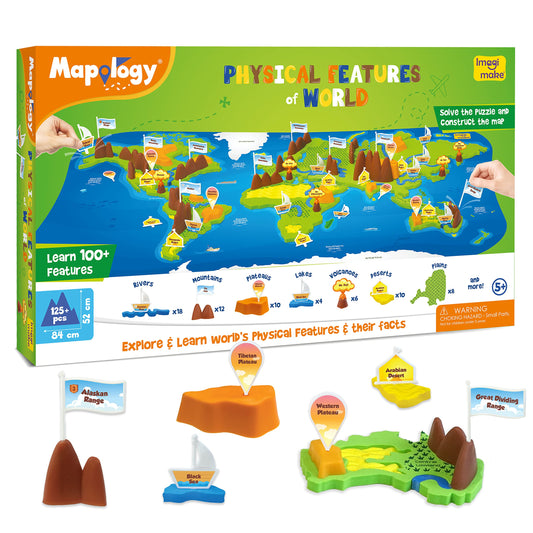 Imagimake Mapology Physical Features | World Map for Kids | 3D Puzzles for Ages 8-10 | Educational Toys for Kids 8-12 | Gifts for Boys & Girls 8-12 | Building Toys Gift for Birthday and Summer