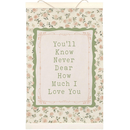 LKETW Girl Nursery Floral Poster Hanger Frame 12x16 Inch, Wildflower Nursery Wall Art Posters for Bedroom, You'll Never Know Dear How Much I Love You Hanging Banner Decor for Girls Room Dorm