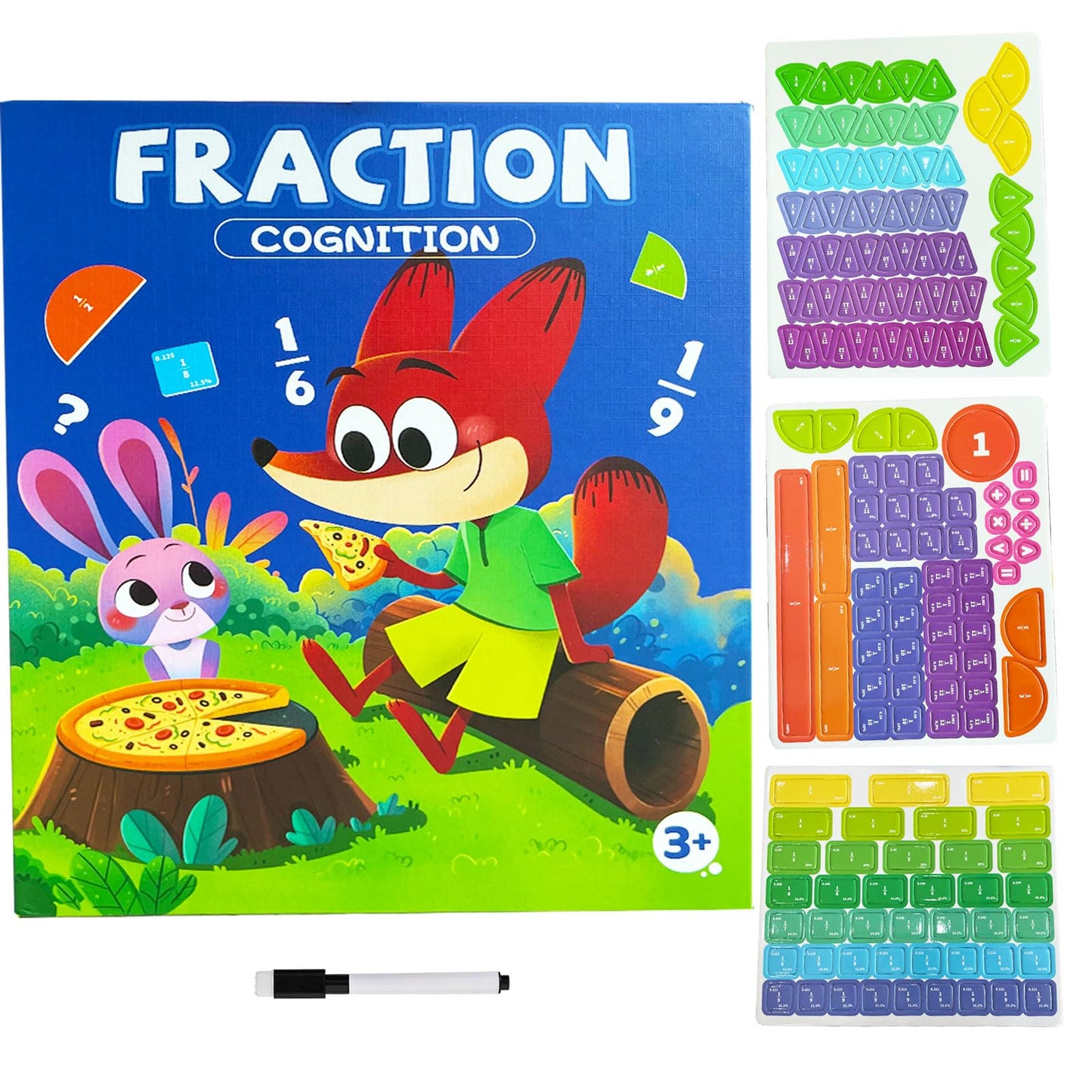 Magnetic Fraction Tiles and Circles Set, Hands-On Math Manipulatives for Kids, Montessori Early Childhood Education Materials for School and Homeschool Use