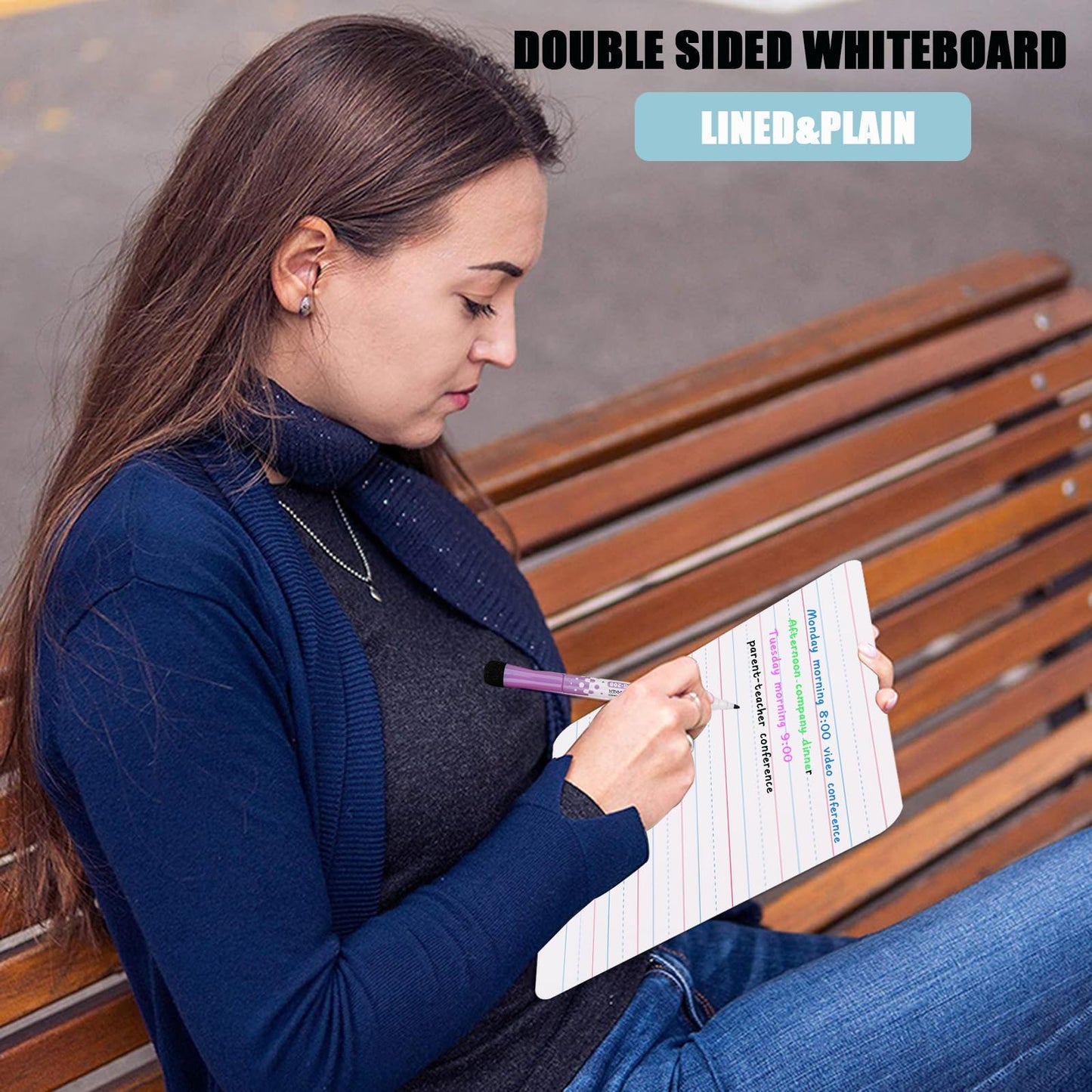 2 Pack 9"x12" Dry Erase Boards Mini Whiteboards with Lines for Kids, Double Sided Small Dry Erase Lapboard, for Students, Education Teacher Classroom, Mini Portable Drawing Learning White Boards