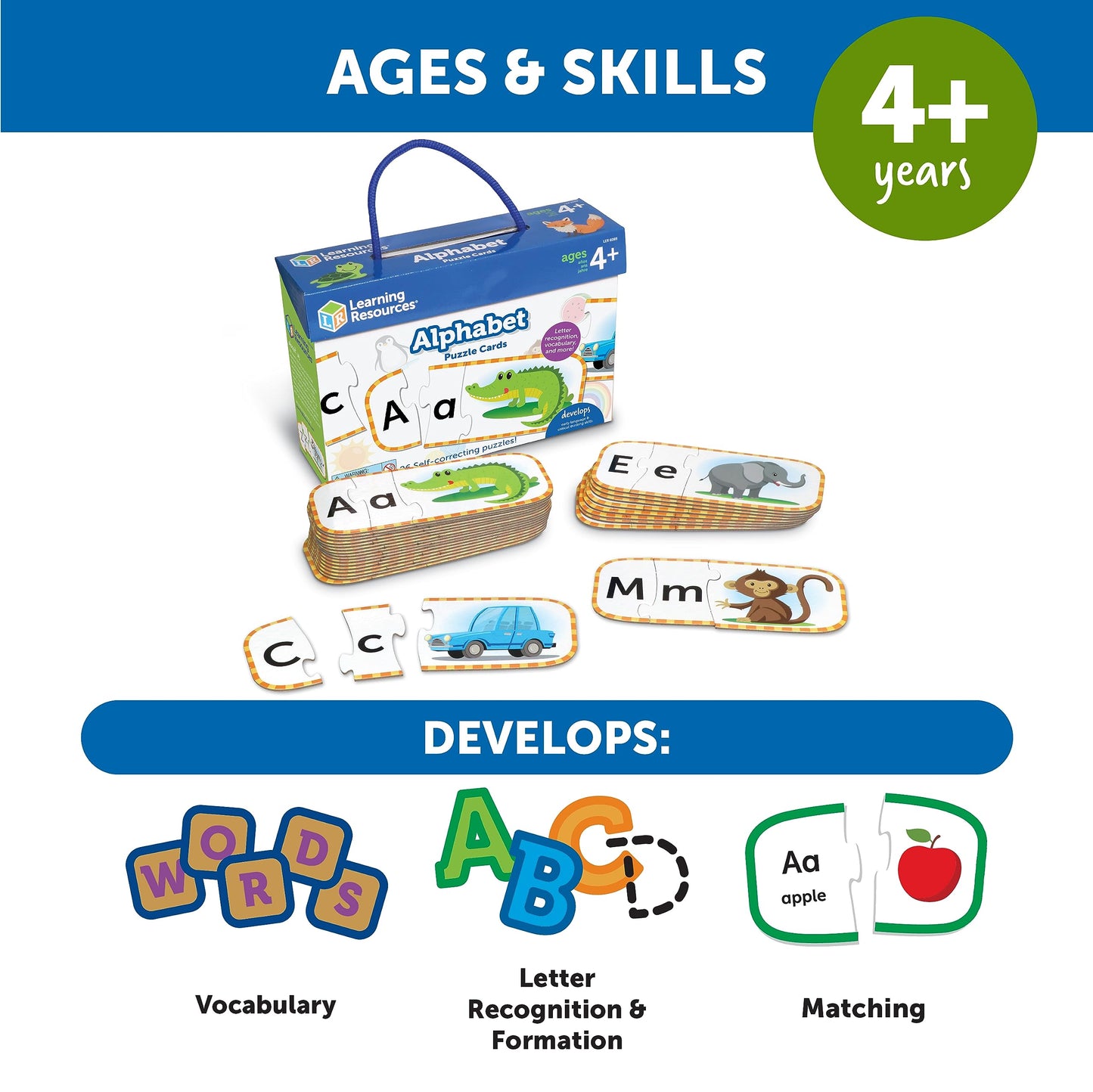 Learning Resources Alphabet Puzzle Cards, Kindergarten Readniness, Self Correcting Puzzles, Ages 4+