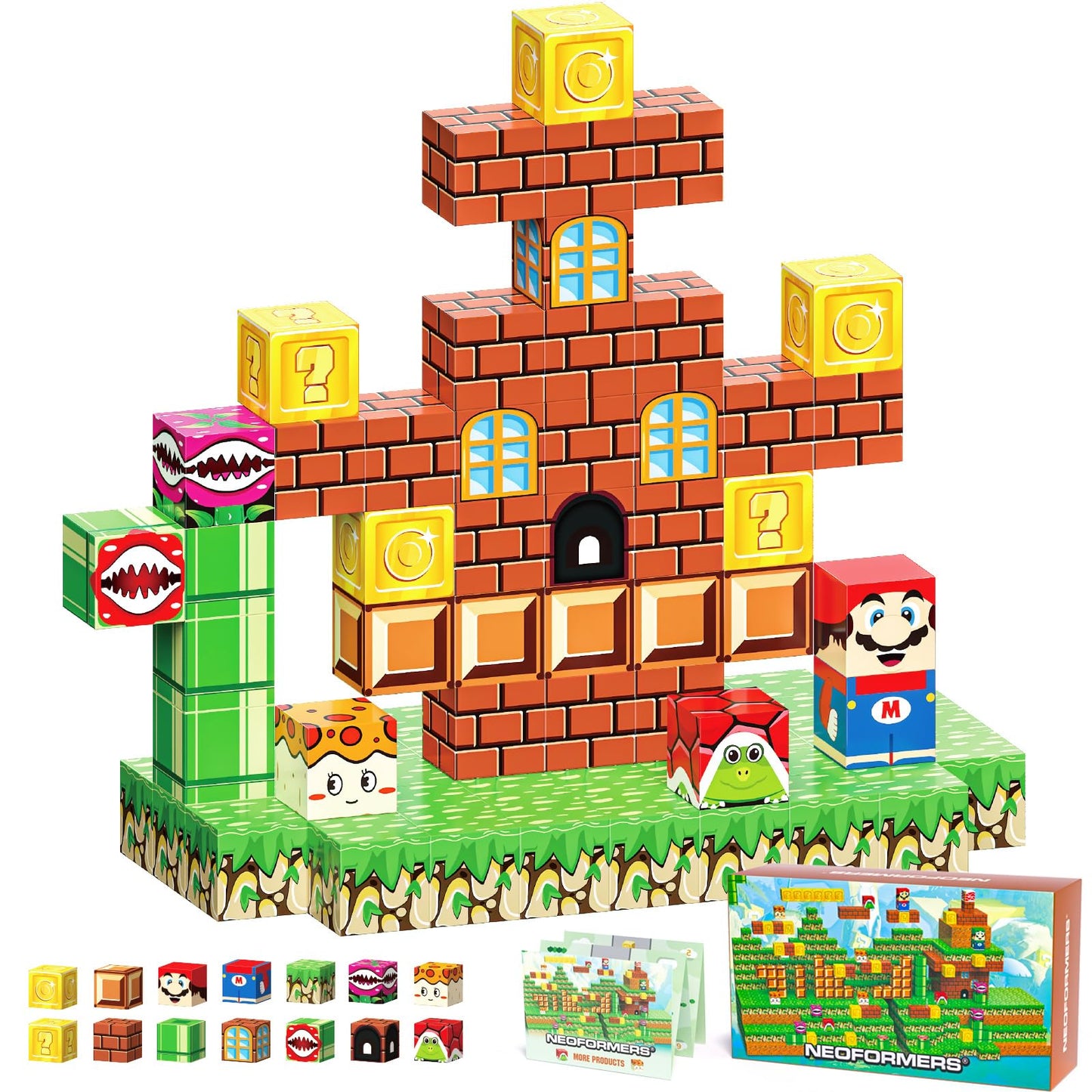 NEOFORMERS 80PCS Magnetic Blocks Building Set for Boys & Girls, STEM Educational Construction Stacking Blocks