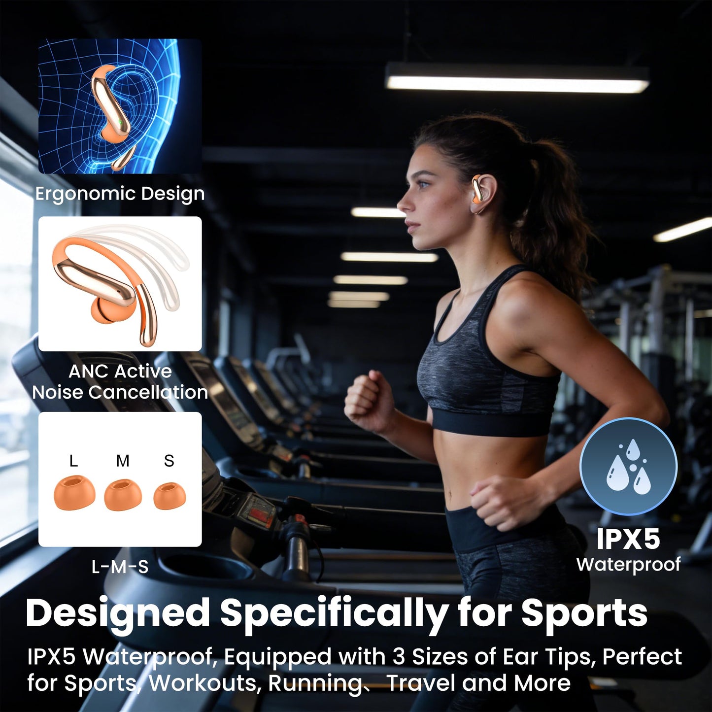 AI Translation Earbuds Real Time 4-in-1 translation headphones 50H Playtime Translating Device Audifonos Traductores Inglés Español Bluetooth 6.0 Headphones for Face-to-Face & Travel Business Orange