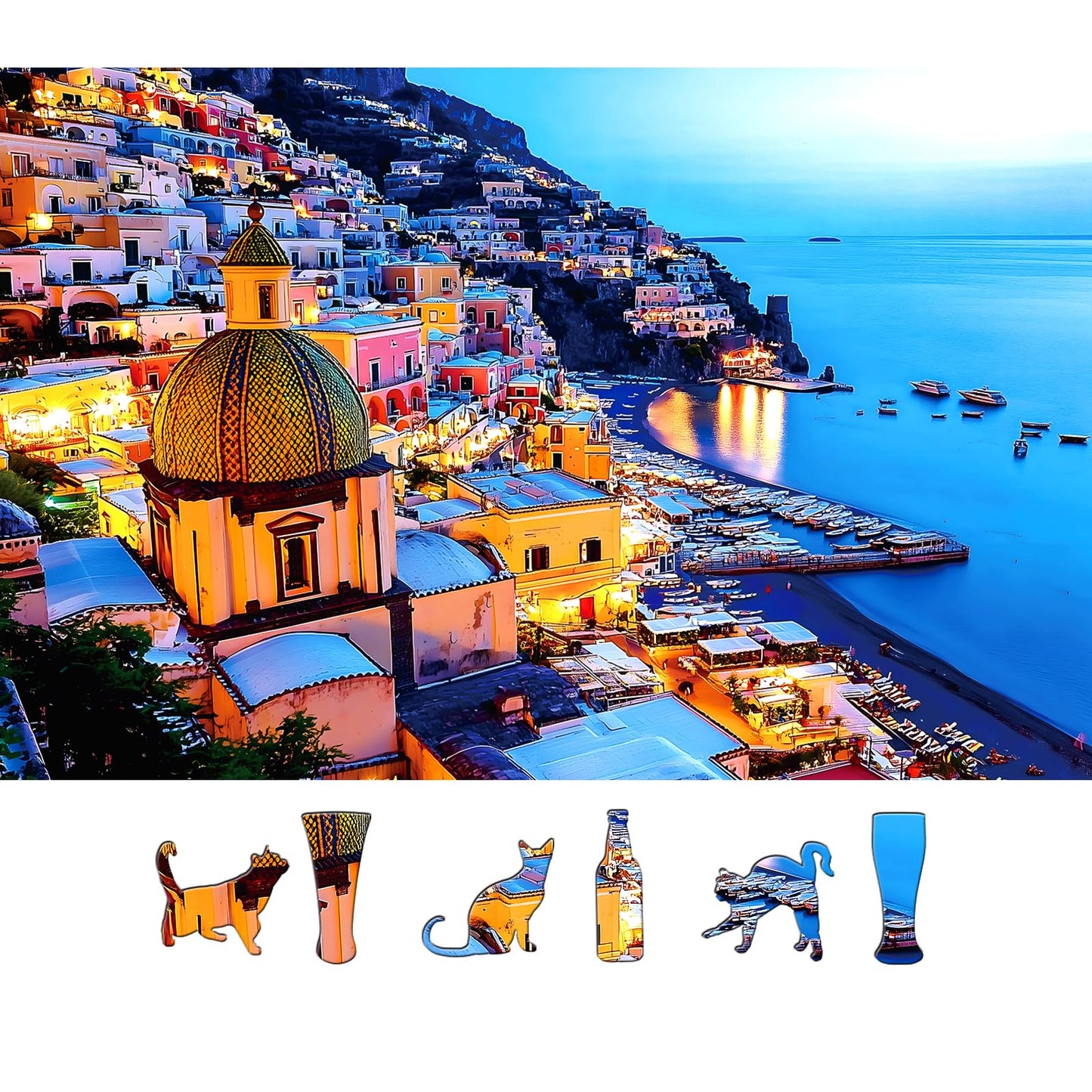 MINIWAN 500 Piece Jigsaw Puzzles for Adults & Seniors - Positano Italy Coast Landscape Puzzle, 23"x15" Adult Puzzle with Letters on Back, Unique Shaped Pieces, Home Decor & Gift