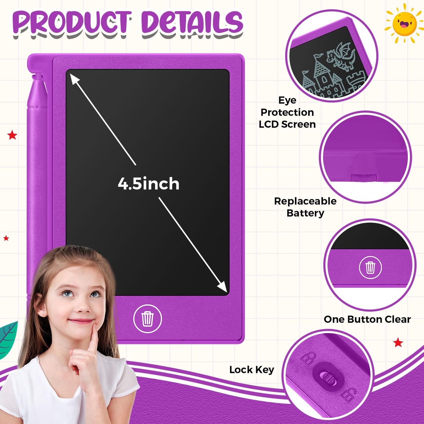 Zhehao 24 Pack LCD Mini Writing Tablet for Kids 4.5 Inch Doodle Board Bulk Erasable Reusable Electronic Drawing Pad Birthday Party Favors Goodie Bag Classroom Gifts (Rainbow Colors)