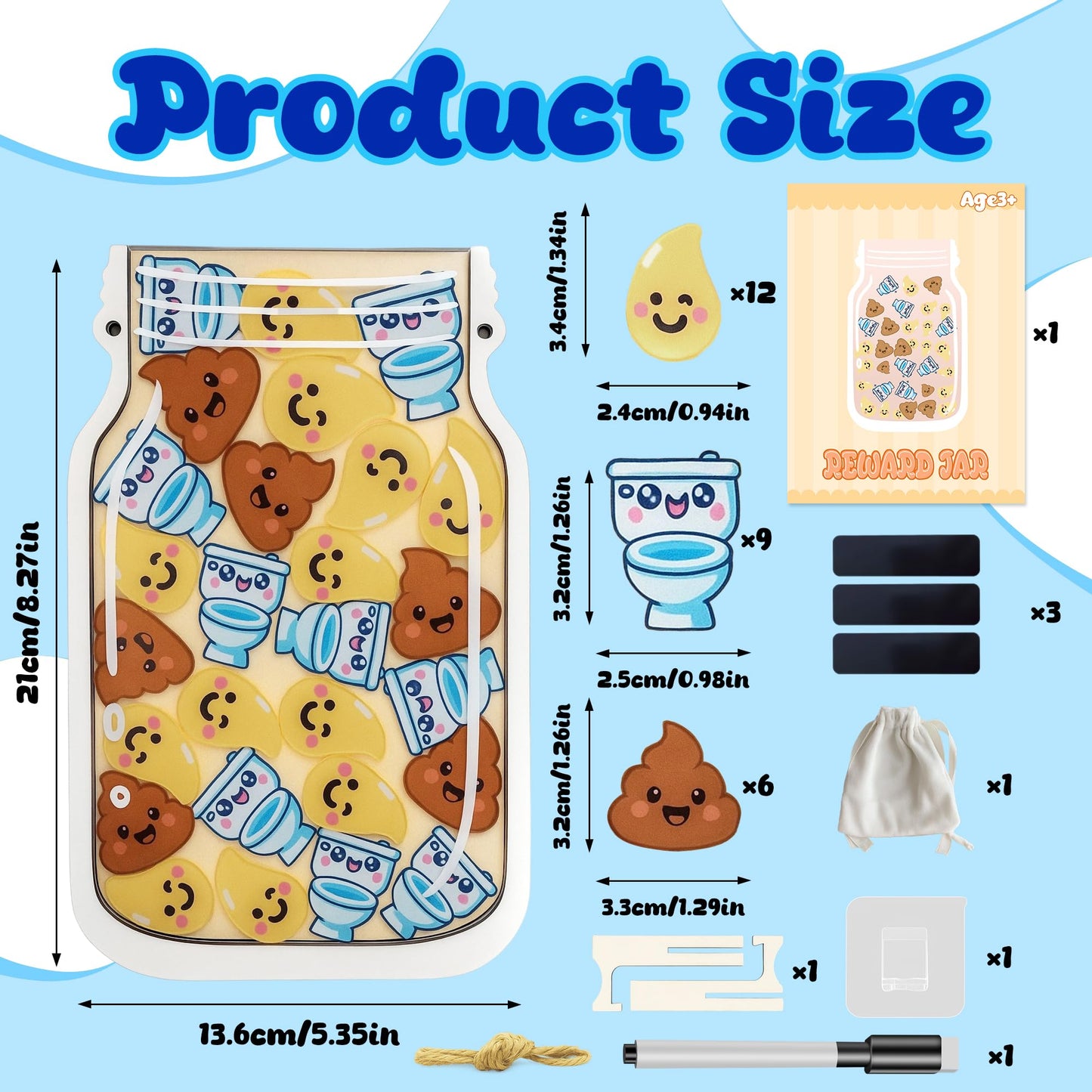 Yoink Reward Jar for Kids, Potty Training Reward Jar with 27 Fun Tokens, Potty Rewards for Toddlers Boys and Girls, Home and Classroom Good Behavior Management Tool