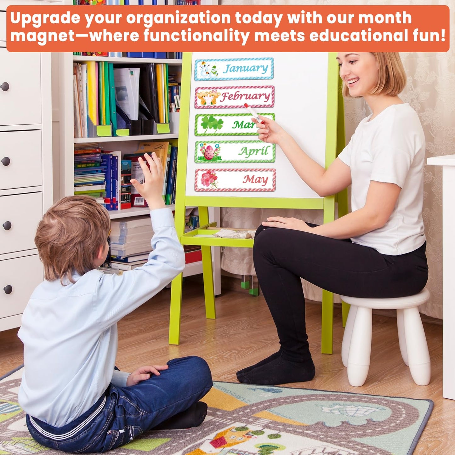 Months of The Year for Classroom,Educational Calendar Magnets for Whiteboard,Magnetic Days of The Month for Whiteboard,Perfect for Kids Learning, Teachers & Parents (Month)
