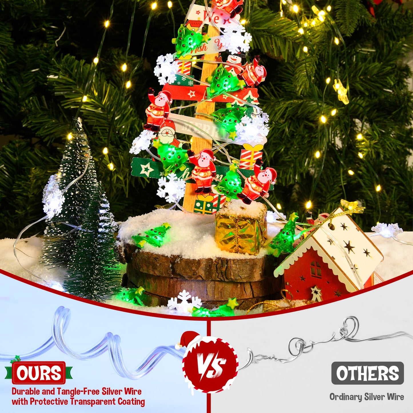 cshare Christmas String Lights, 30 LED Twinkling Indoor Decor, 9.8ft, White, Battery Operated, Model CS-SDKJ, 3 Packs