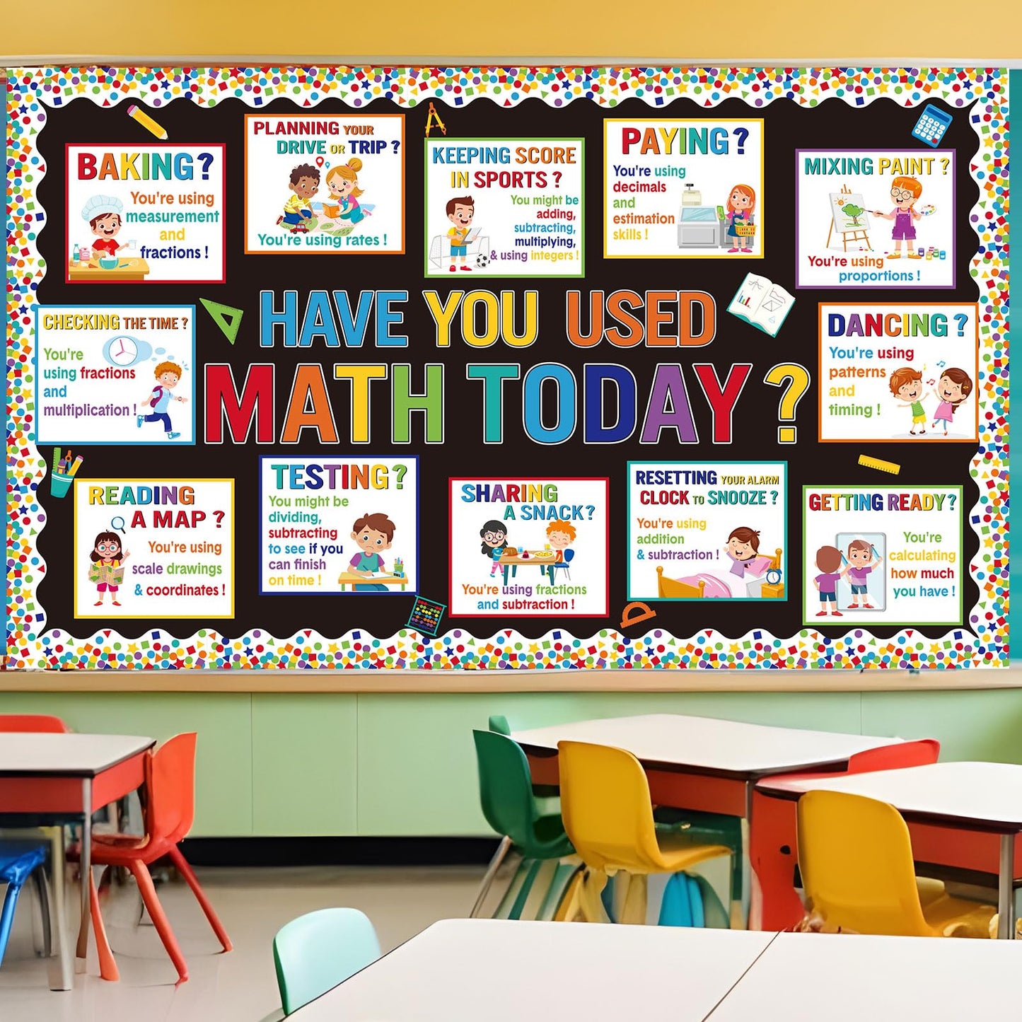 Pajean 85 Pcs Math Bulletin Board Set Math Posters Classroom Decorations for Elementary Middle High School Mathematics Education Posters Teacher Supplies (Vivid)