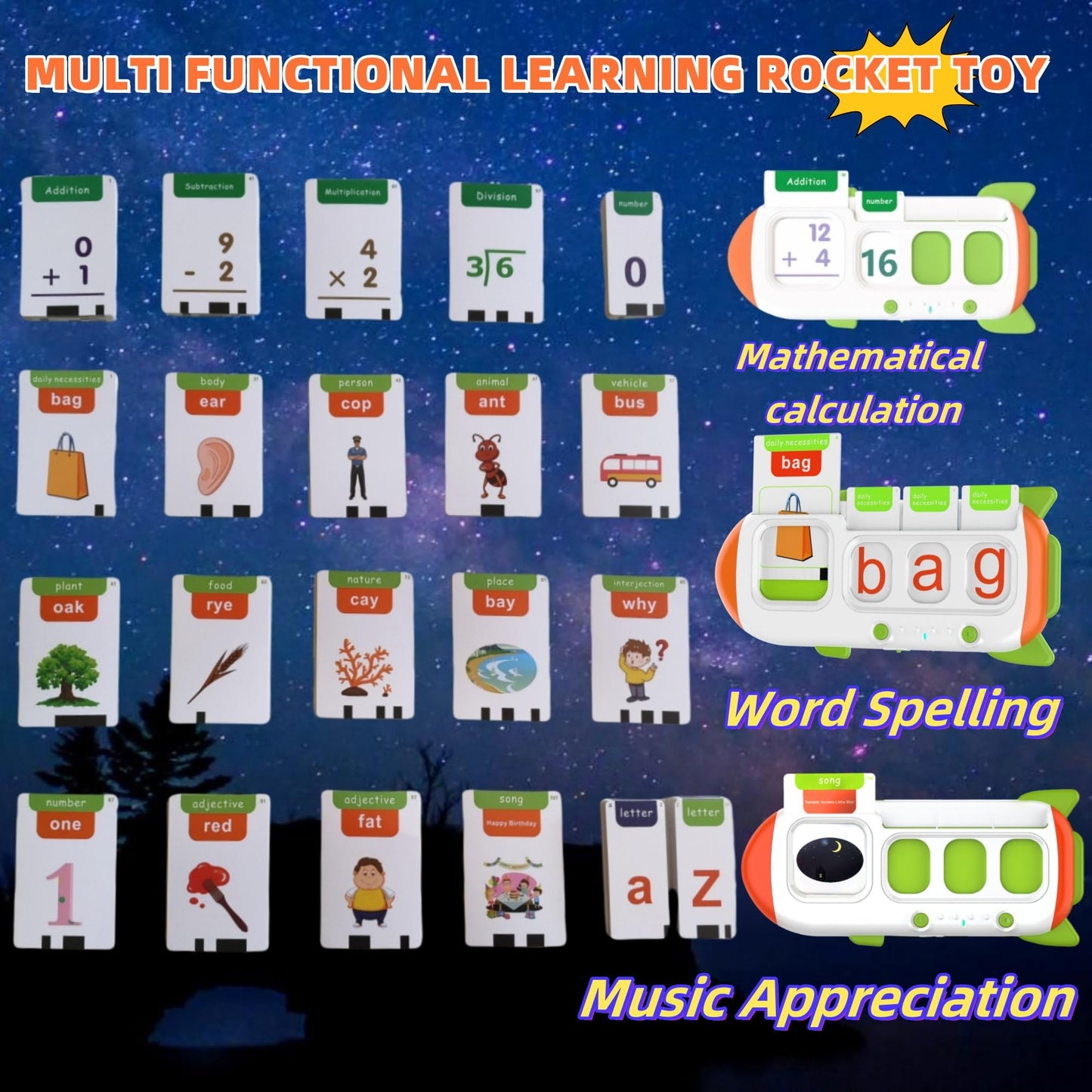 ABC Learning Toys for Kids Ages 3-5, Talking Flash Cards for CVC Word & Math Games for Kids 5-7 Preschool Kindergarten Gifts for Boys & Girls Autism Sensory Speech Therapy Toys