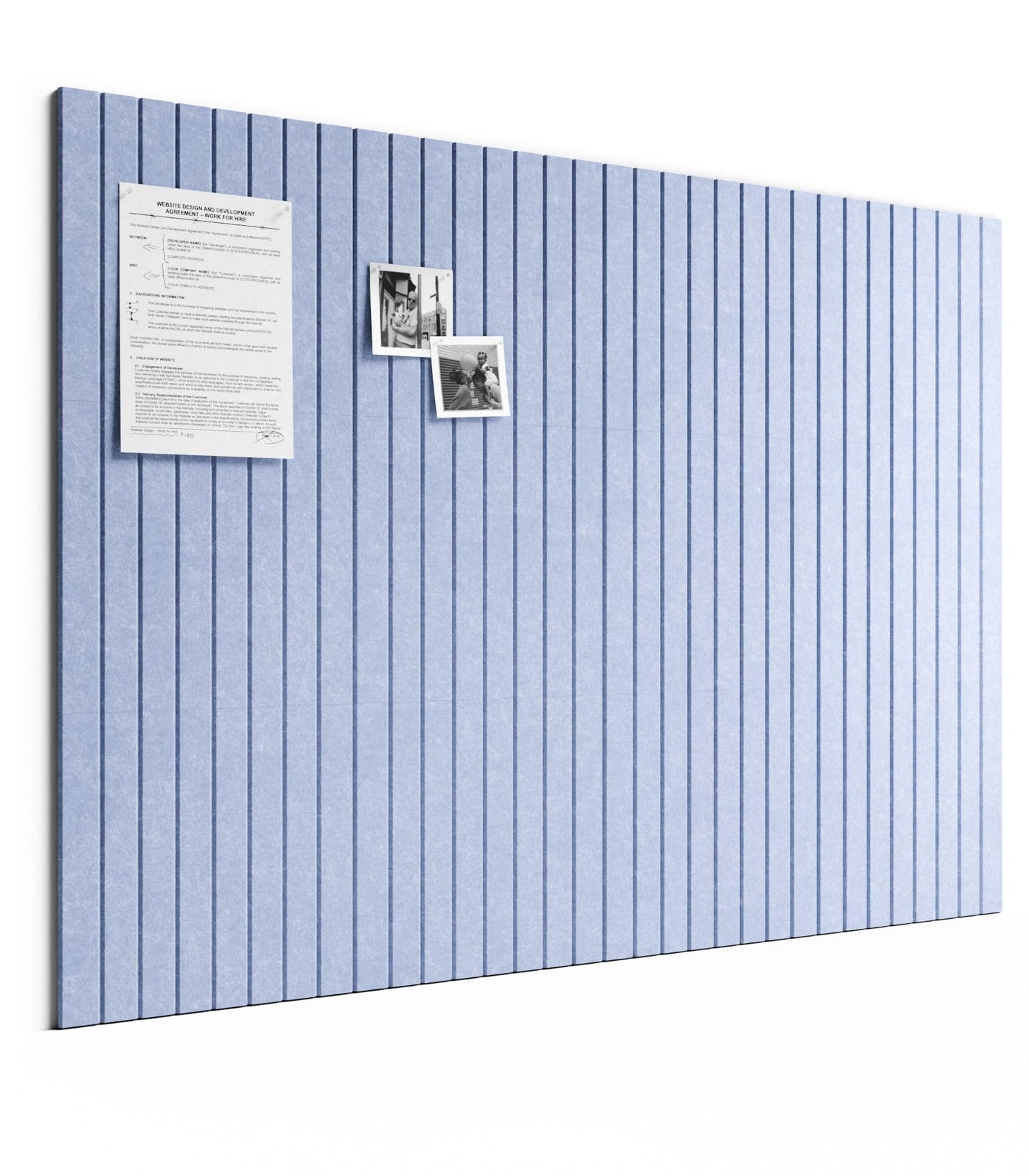 Bumusty Large Cork Board Alternative-48 x 36" Felt Bulletin Board Tiles, with 30 Pushpins, 70 Adhesive Tabs, Fine-Stripe 12-Pack, Cork Boards for Office Push Pin Board-Soft Periwinkle
