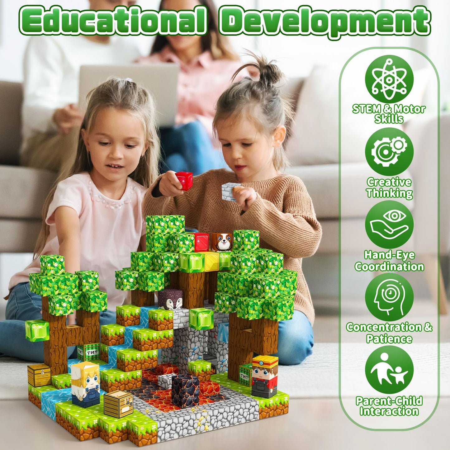 Youngyes Magnetic Blocks, 100 PCS Magnetic Building Blocks Cubes - Stacking Magnet Toys for Kids Toddlers Ages 4-8 8-12, Magnetic Tiles STEM Toys Christmas Birthday Gifts for Boys Girls (0.8IN/2CM)