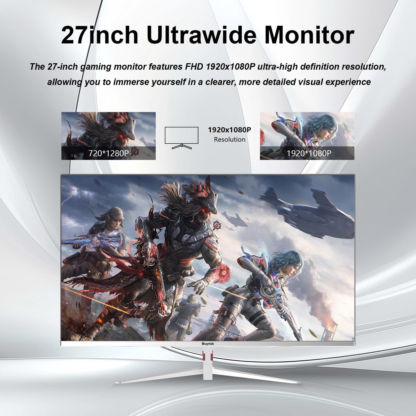 BUYRICH 27 Inch Computer Monitor 100Hz IPS FHD 1080P,Built-in Speakers, Frameless Gaming Monitor with FreeSync/G-Sync Compatible, HDR10, HDMI/DP Ports, VESA Mount, Tilt Adjustable
