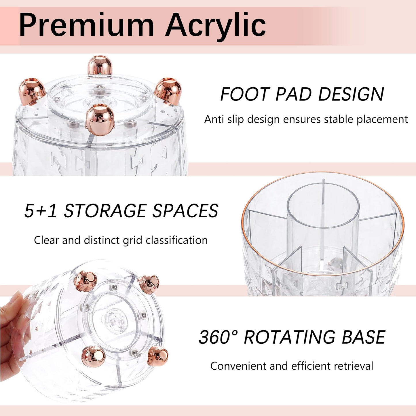 Rose Gold Desk Accessories, Office Supplies Desk Organizers 360°Pen Holder Acrylic Stapler Set, Phone Holder, Ballpoint Pen, Scissor, Binder Clips, Ruler, Transparent Glue, Sticky Note and Staples.