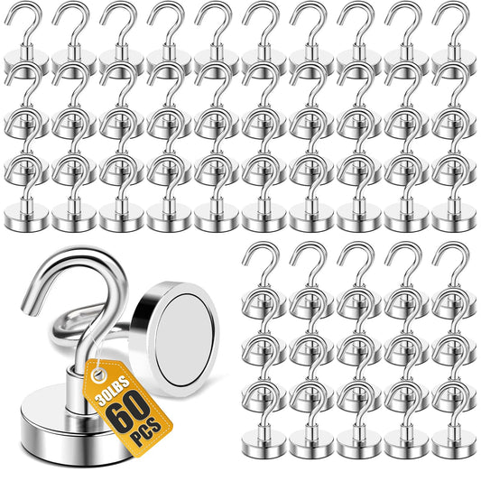 DIYMAG Magnetic Hooks, 30lbs+ Magnet Hook 2026 Cruise Cabin Ship Essentials Heavy Duty Strong Magnets Refrigerator Fridge Hanging for Classroom Beach Vacation Kitchen Grills Home 60 Pack
