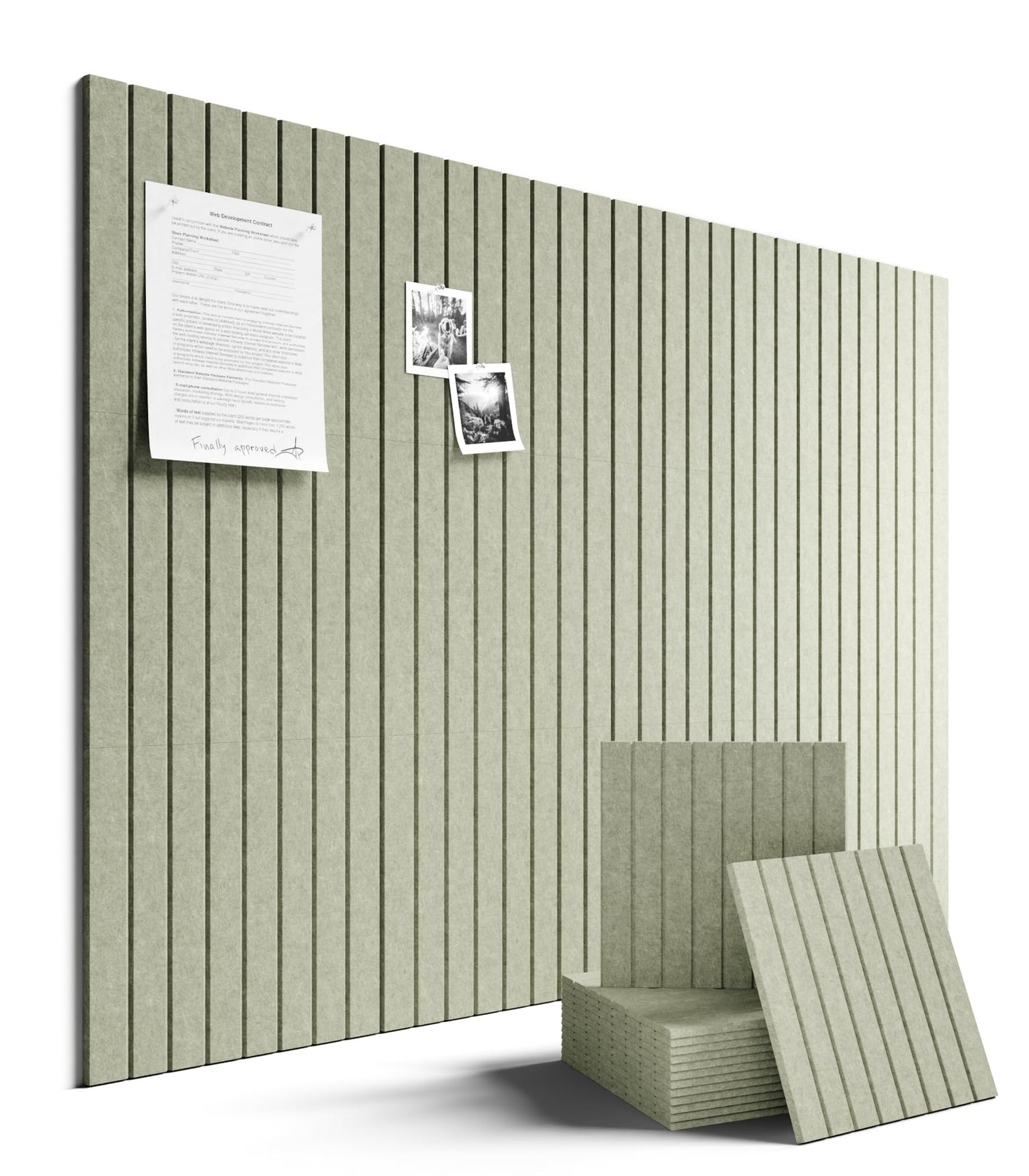 Fluxynara Large Felt Bulletin Board 48" x 36" Cork Board Alternative-12 Pack with 70 Safe Removable Adhesive Tabs, Cork Boards for Walls Cork Board for Home Office Classroom Pin Board - Sage Green