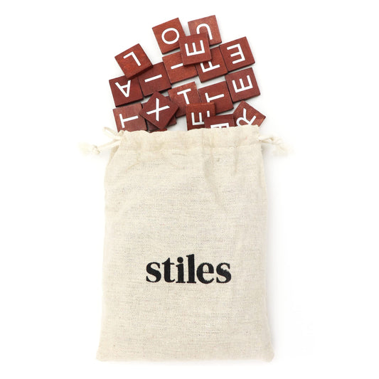 Stiles 100 Piece Magnetic Wooden Letter Tiles - Alphabet Magnets for Whiteboards, Refrigerators & Magnetic Letter Boards - Changeable Letters for Craft & Announcements, Walnut