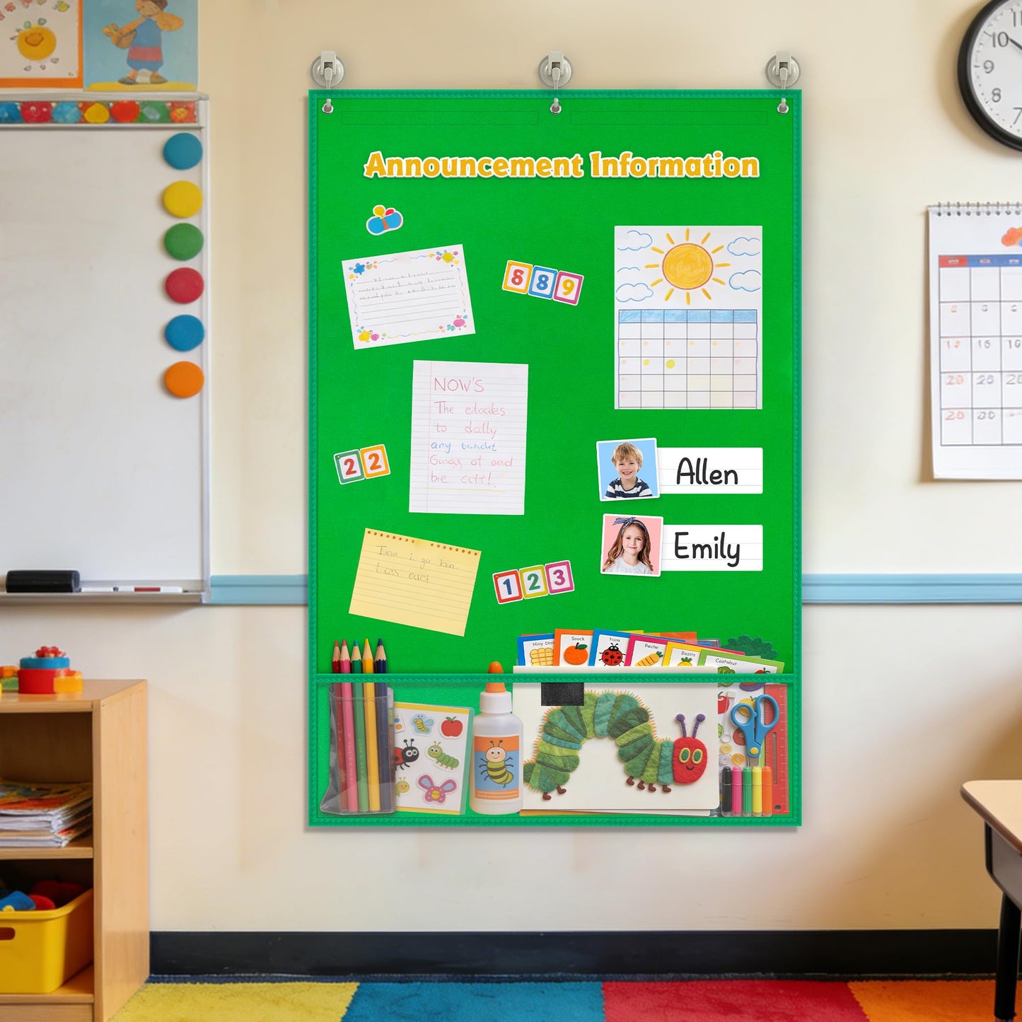AKAYOK Felt Board for Toddlers, 24"x36" Felt Board for Wall | Includes 30 Self Adhesive Dots Perfect for Learning, Organization, and Creative Play | Classroom Must Haves School Supplies for Teachers