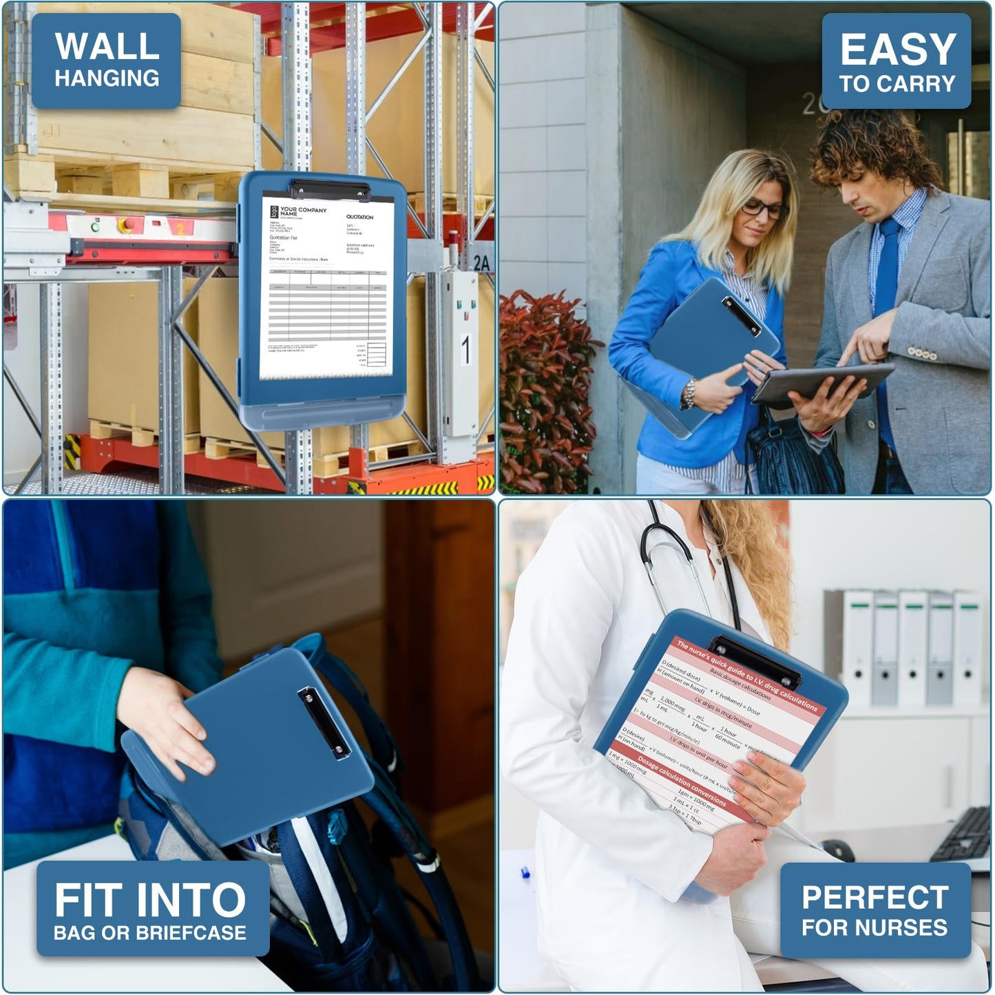 Sooez Clipboards with Storage, High Capacity Clip Boards 8.5x11 with Pen Holder, Heavy Duty Plastic Paper Organization Folder Cases, Letter / A4 Size for Nurse Teachers, School & Office Supplies