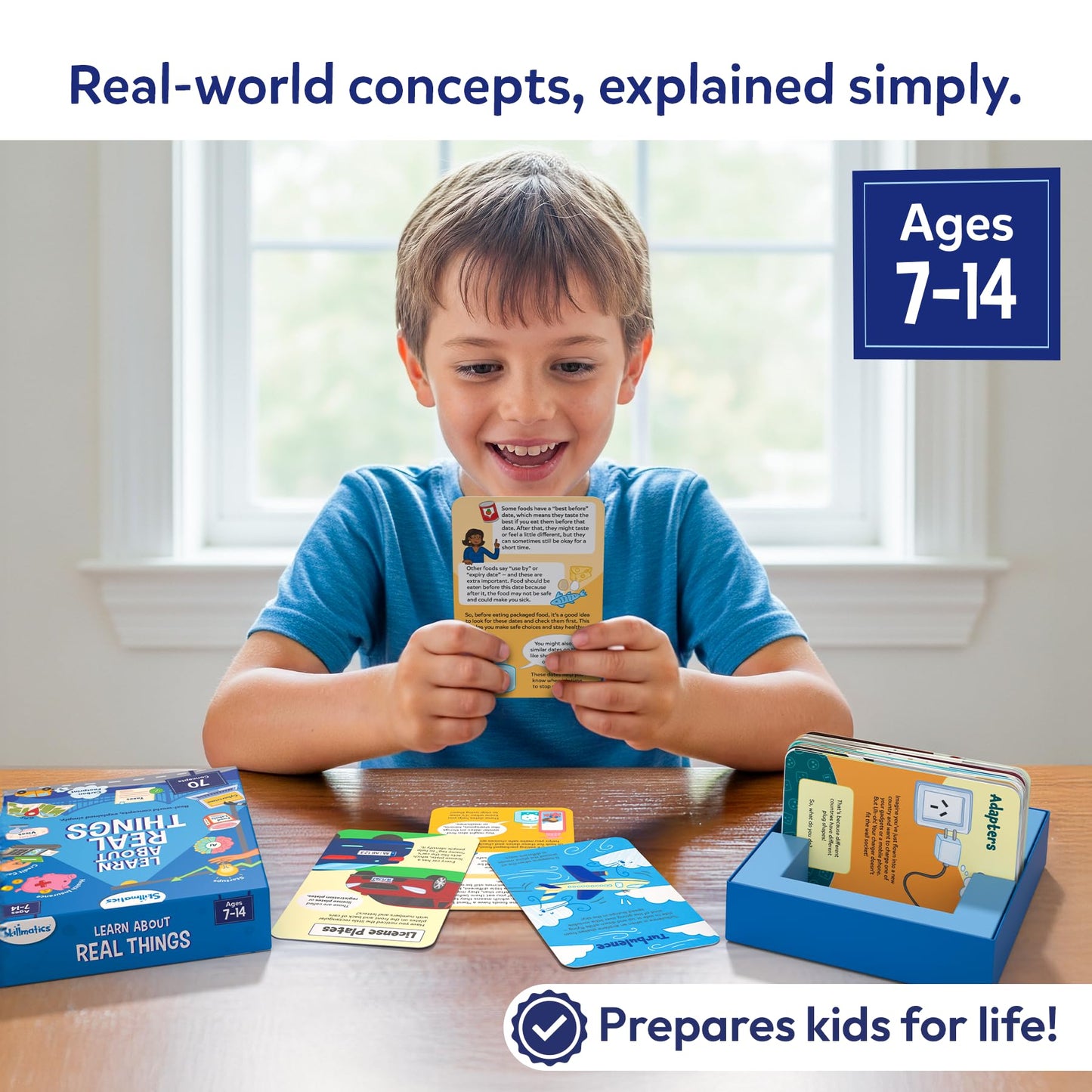 Skillmatics Flashcards for Kids – Learn About Real Things, 70 Cards on Money, Taxes & Concepts Schools Don't Teach, Practical Life Skills for Homeschool & Middle School, Gift for Tweens Ages 7-14