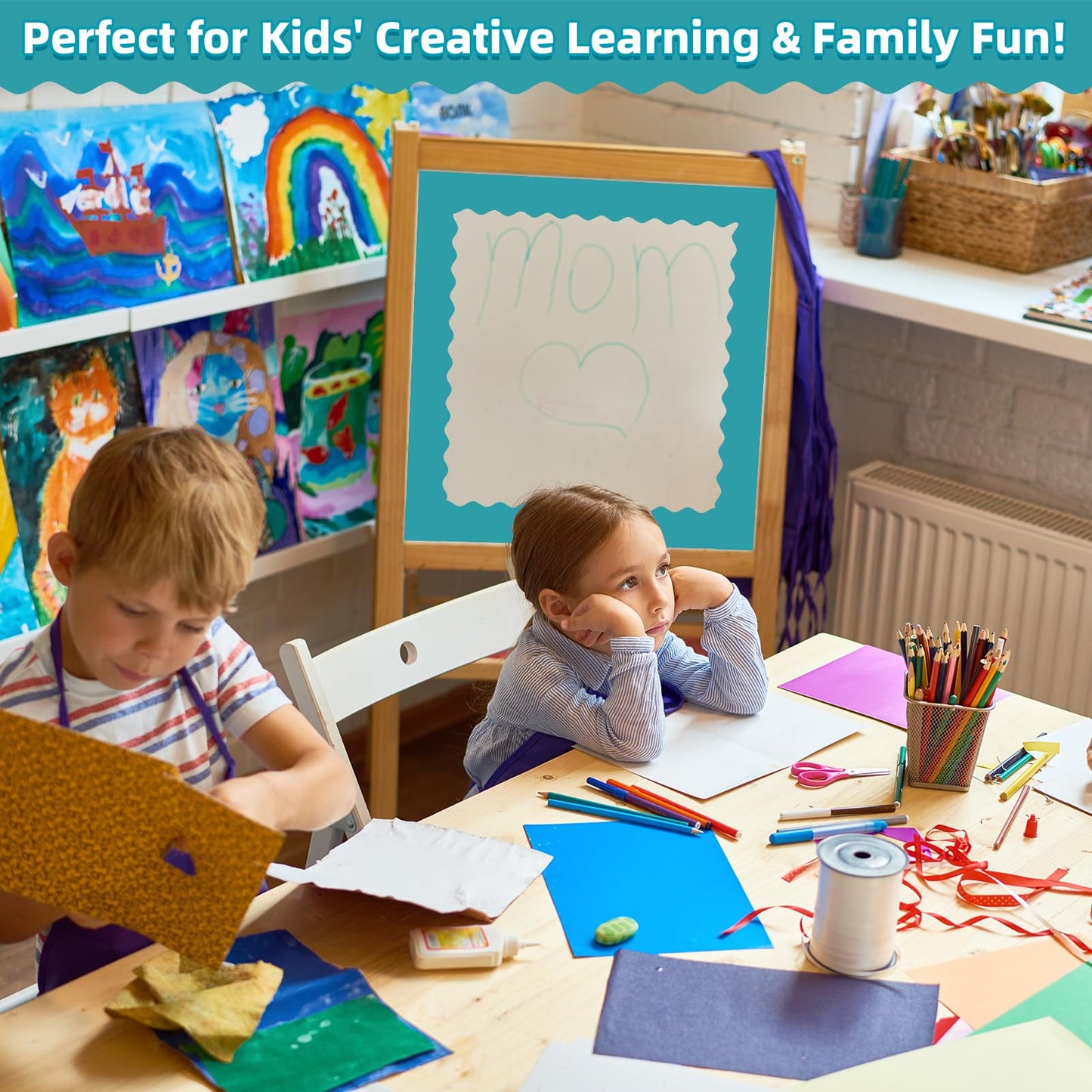 30 Pcs Magnetic Borders for Classroom Whiteboard - Lake Blue Magnetic Bulletin Board Border Set - Scalloped Chalkboard Border Strips for Teachers, Parents, DIY Home,School & Office Decoration