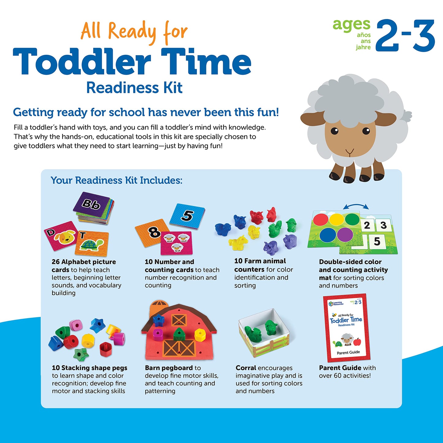 Learning Resources All Ready For Toddler Time Readiness Kit - 22 Pieces, Ages 2+, Back to School, School Preparation Activities, Preschool Games, Classroom Must Haves