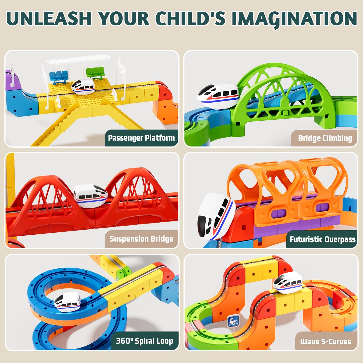 Wdebay Click Rail Electric Train Set 3D Magic Flexible Race Track for Kids 3 4 5 6 7 8 Years Old, Race Car Track with Anti-Gravity, Educational STEM Toy for Boys Girls Birthday (Ultimate Set)