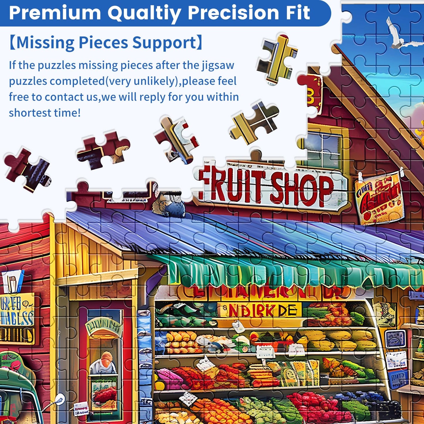 500 Pieces Puzzle for Adults, Country Store Puzzles, Landscape Jigsaw Puzzles, Creative Play Holiday Party Gifts, Fun and Challenging Family Game for Adults Seniors, 20.5x15 in