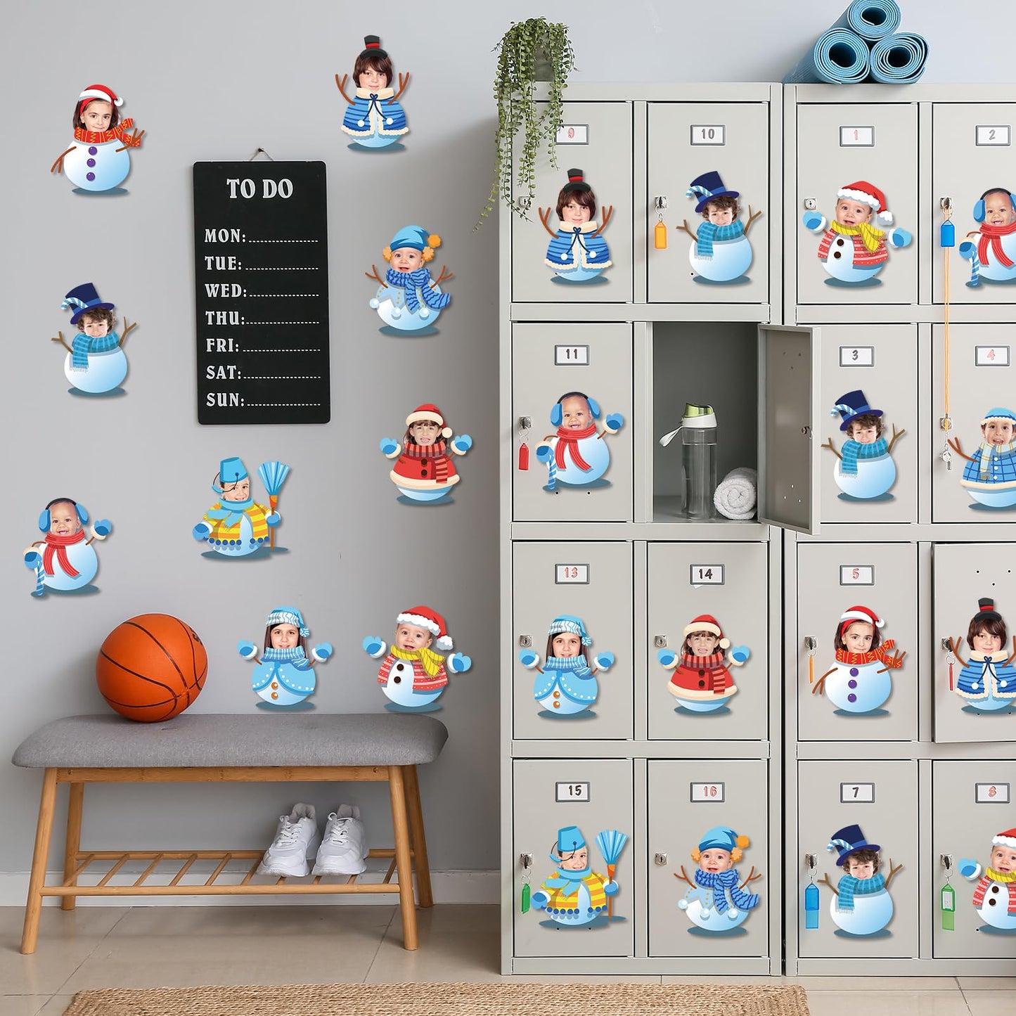 60pcs Winter Theme DIY Cutouts Snowman Bulletin Board Decoration Set Christmas Snowman with Hat Paper Cut-Outs Decor for Winter Holiday DIY Photo Craft Xmas Party School Classroom Wall Door Supplies