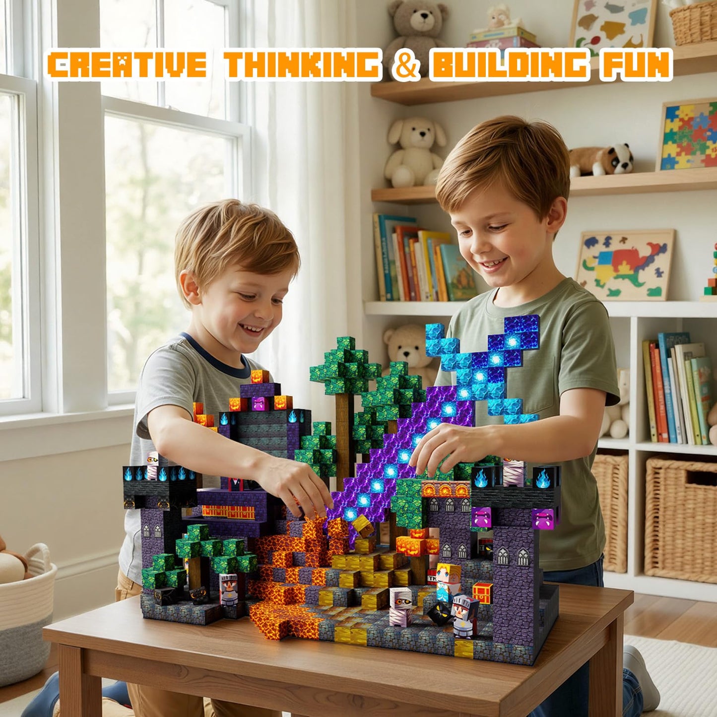 Lukoca 200PCS Magnetic Building Blocks with Light Up Blocks, STEM Educational Construction Toys, Sensory Learning Toys for Kids Ages 3-8+, Birthday for Boys & Girls