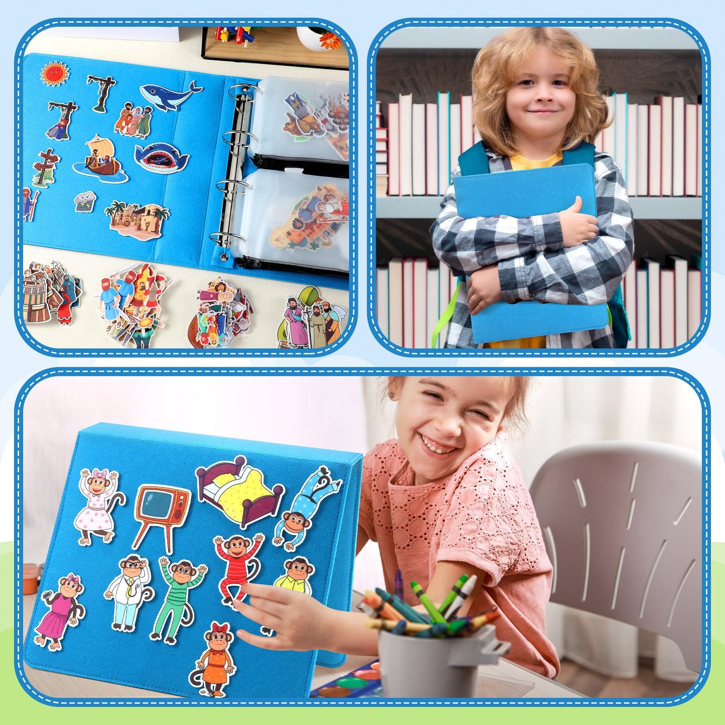 Windkream 13 Pack Felt Board Bible Stories Set, Flannel Board Stories with A Felt Pieces Storage Binder for Preschool Activities, Included The Nativity of Jesus, Adam and Eve, Noah's Ark and More