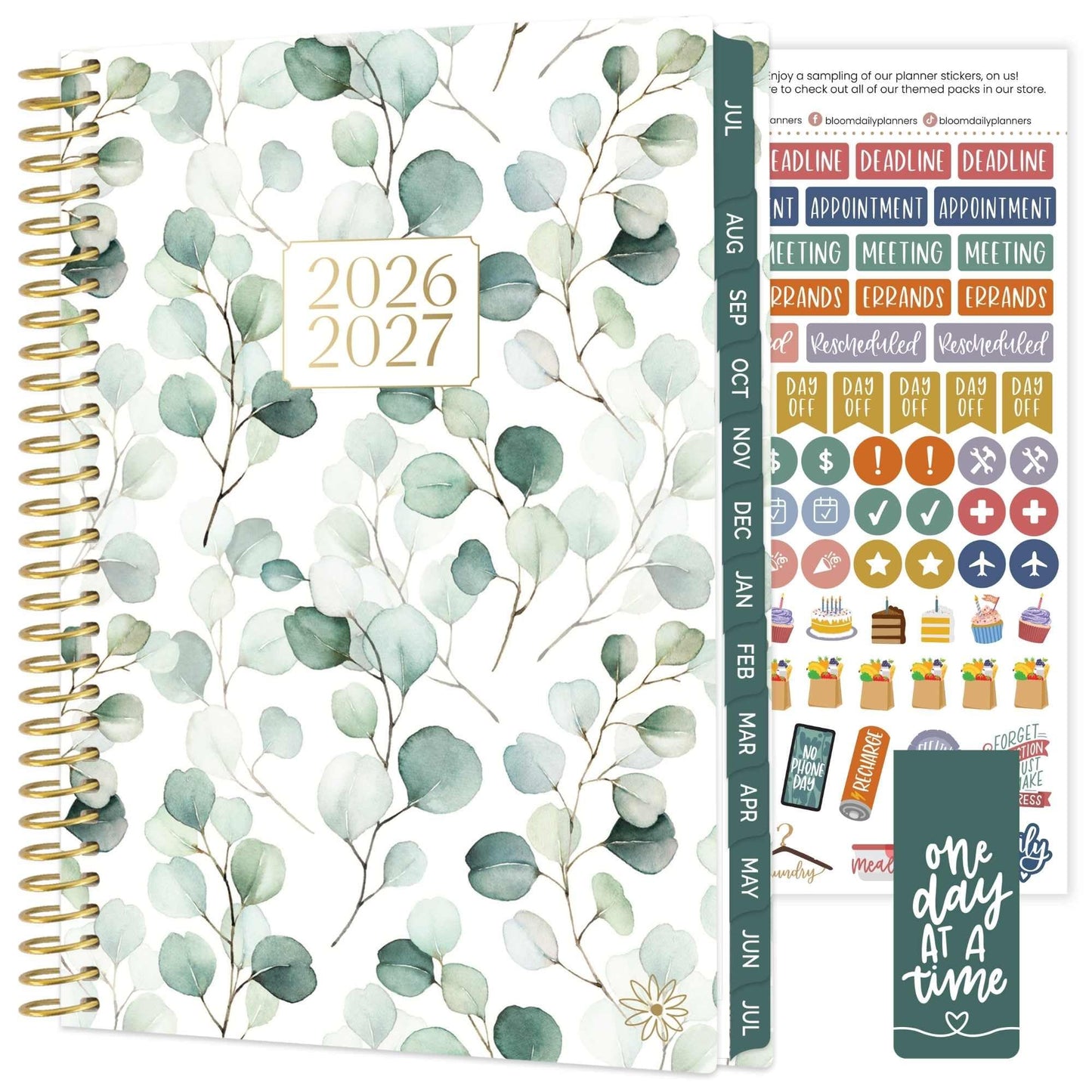 bloom daily planners 2026-2027 Planner - Academic Year (July 2026 - July 2027) Monthly & Weekly Soft Cover Planner for Women - 13 Month Inspirational Agenda Book with Stickers - 5.5" x 8.25" - Boho Greenery
