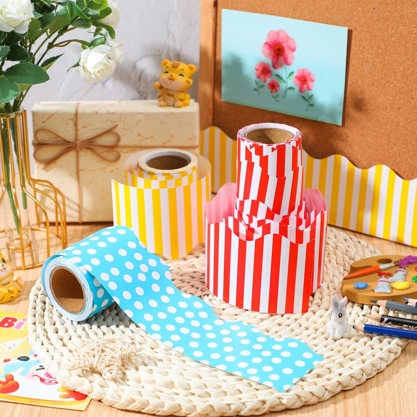 Kisston 120 Feet Bulletin Board Border Classroom Bulletin Board Decor Set Self Stick Back to School Chalkboard Whiteboard Decorations for School Office Classroom Decor Party Supplies
