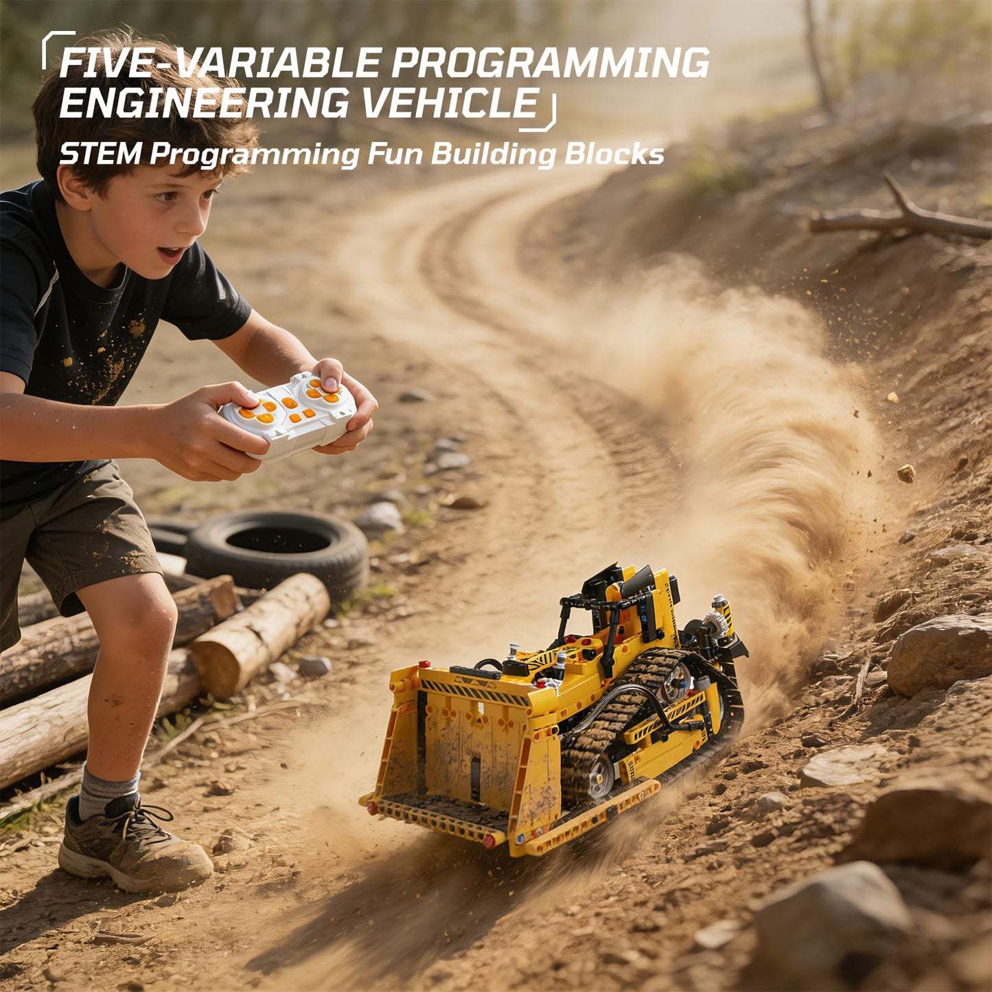 HPROMOT 5-in-1 Building Toys STEM Robotics Kits - Remote-Controlled Excavator Engineering Kit for Kids Ages 8-16 with 535 Pieces, DIY Educational Science Kits Gift for Boys & Girls