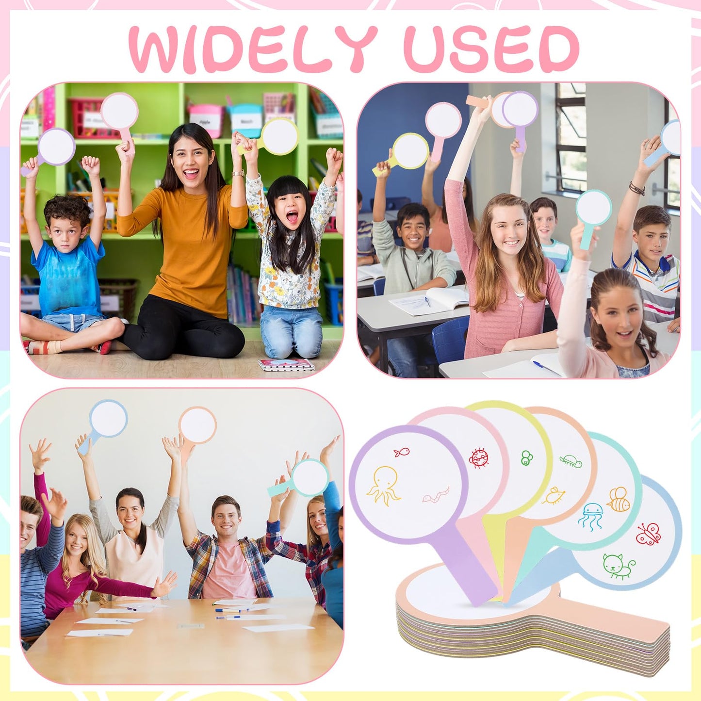 30 Sets Dry Erase Answer Paddle with 30 Markers Handheld Double Sided White Boards Colorful Flip Answer Dry Erase Paddles Small White Boards for Learners Teacher Home Classroom Office Supplies