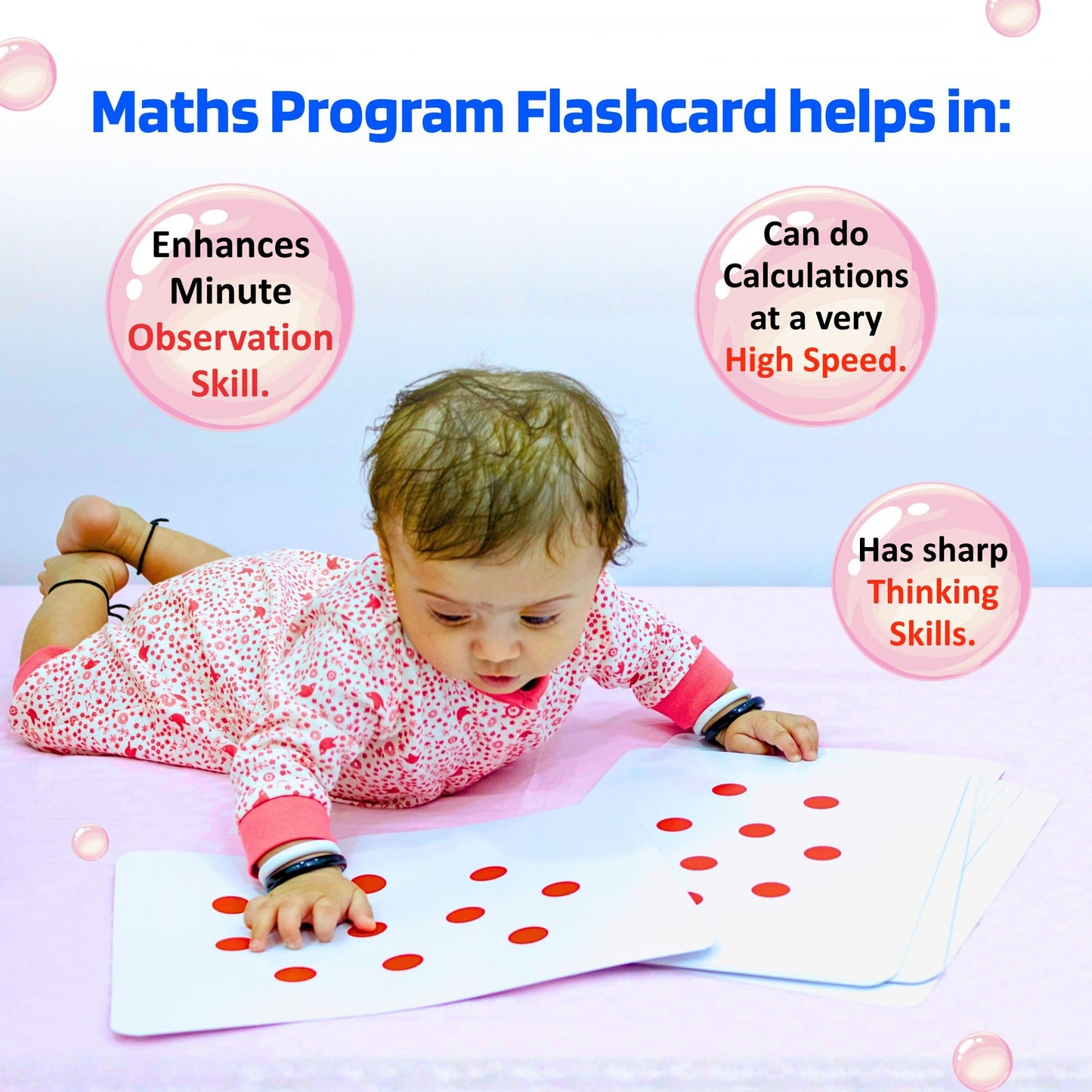 Hungry Brain Red Dots Math Flash Cards for Kids Ages 3-10 | Addition, Subtraction, Multiplication & Division Learning Cards | Educational Math Practice for Kindergarten, Homeschool & Classroom