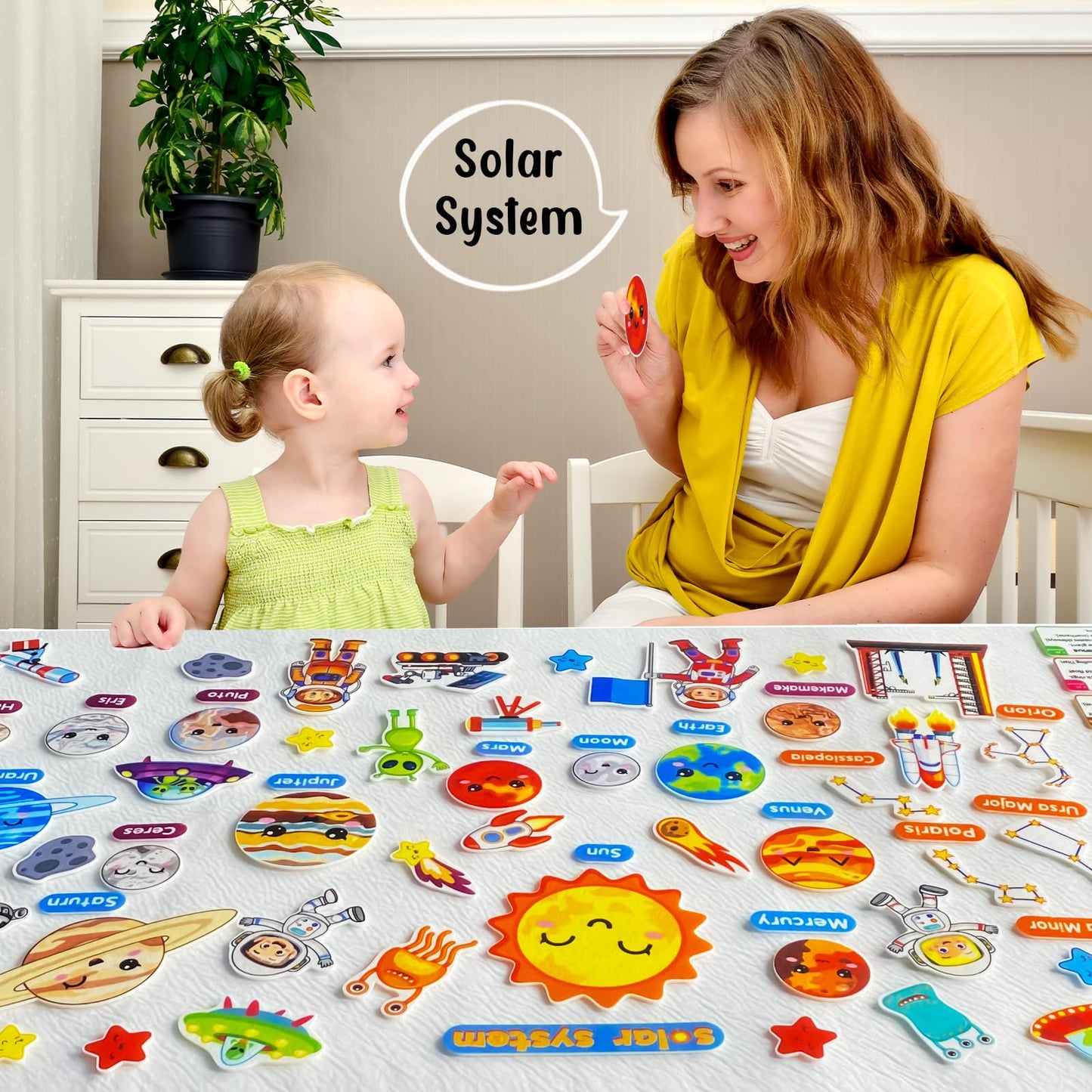 PENGFULL Felt Flannel Board Story Pieces for Toddlers Preschool,Kids Interactive Storytelling Teaching Play Kits for Flannel Board or Felt Board,with Words Felt Pieces(Solar System)