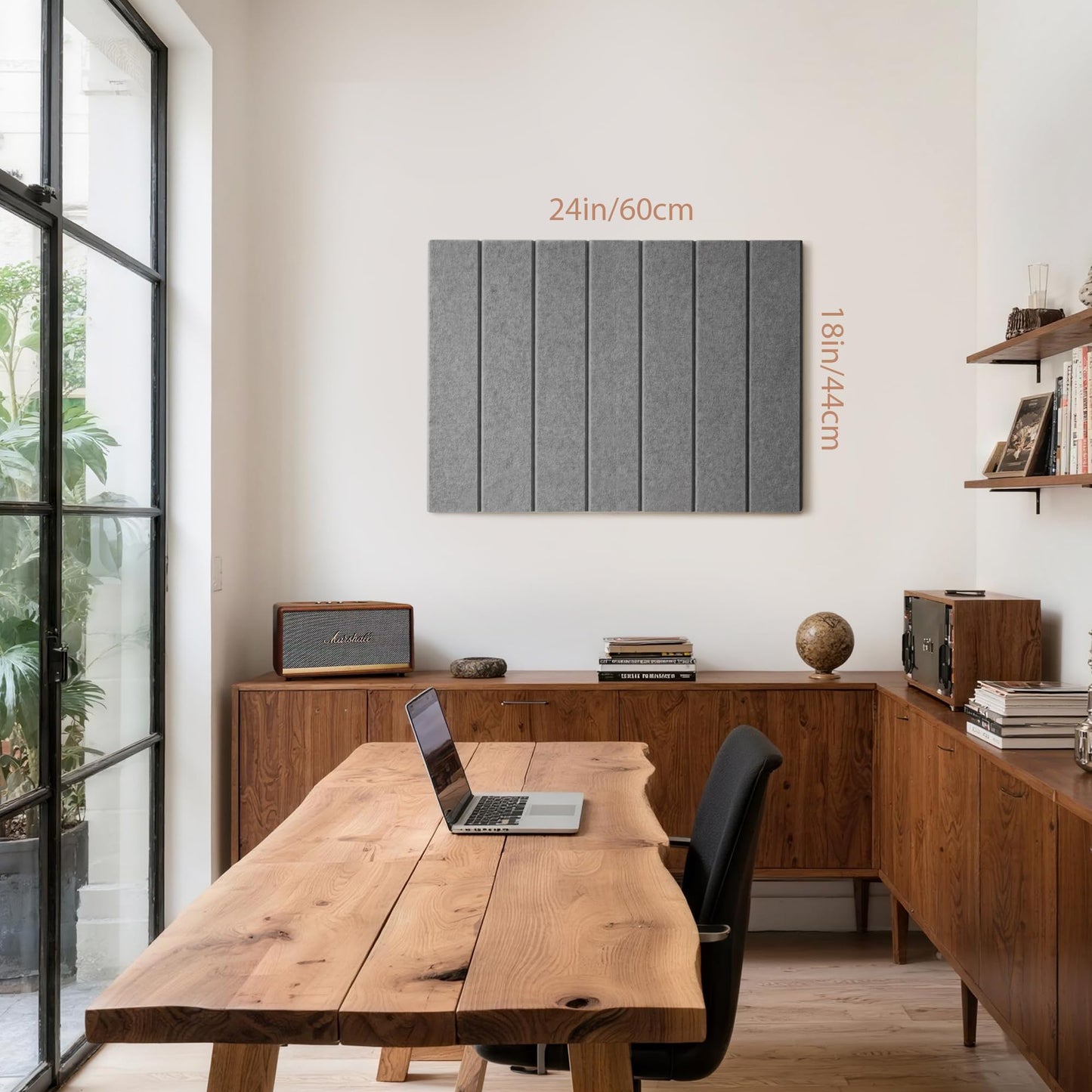 Lightomorrow Bulletin Board, 24 x 18 inches Felt Board Decorative Pin Board, 4' x 3' Cork Board Alternative for Wall, Foldable Photo Board with 20 Pushpins - Gray Stripes